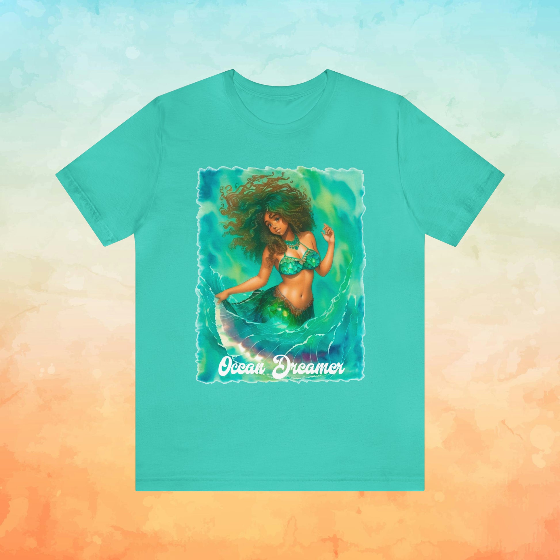 OCEAN DREAMER Mermaid Tropical Beach Jersey Short Sleeve Tee - OCEANE