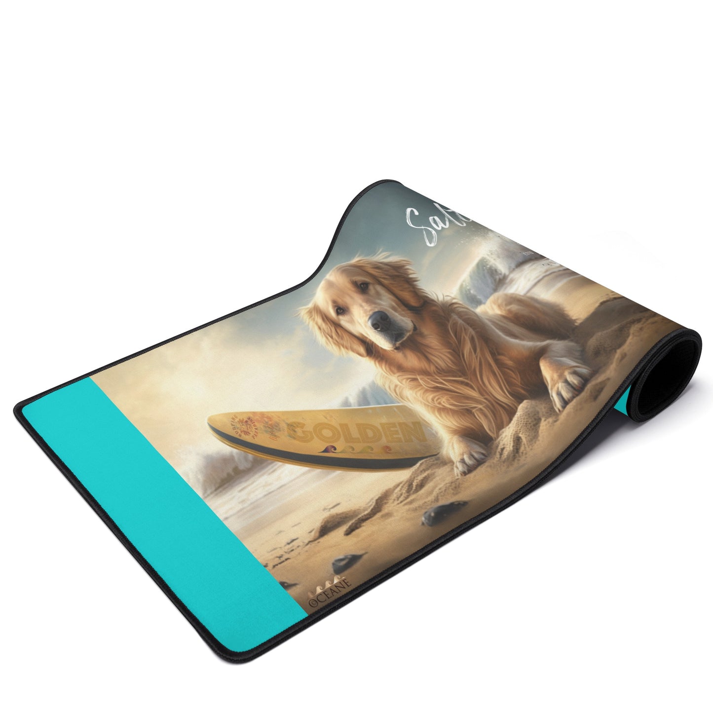 Life is Golden Get Salty Dog XL Teal Mouse Mat for Computer & Office Décor