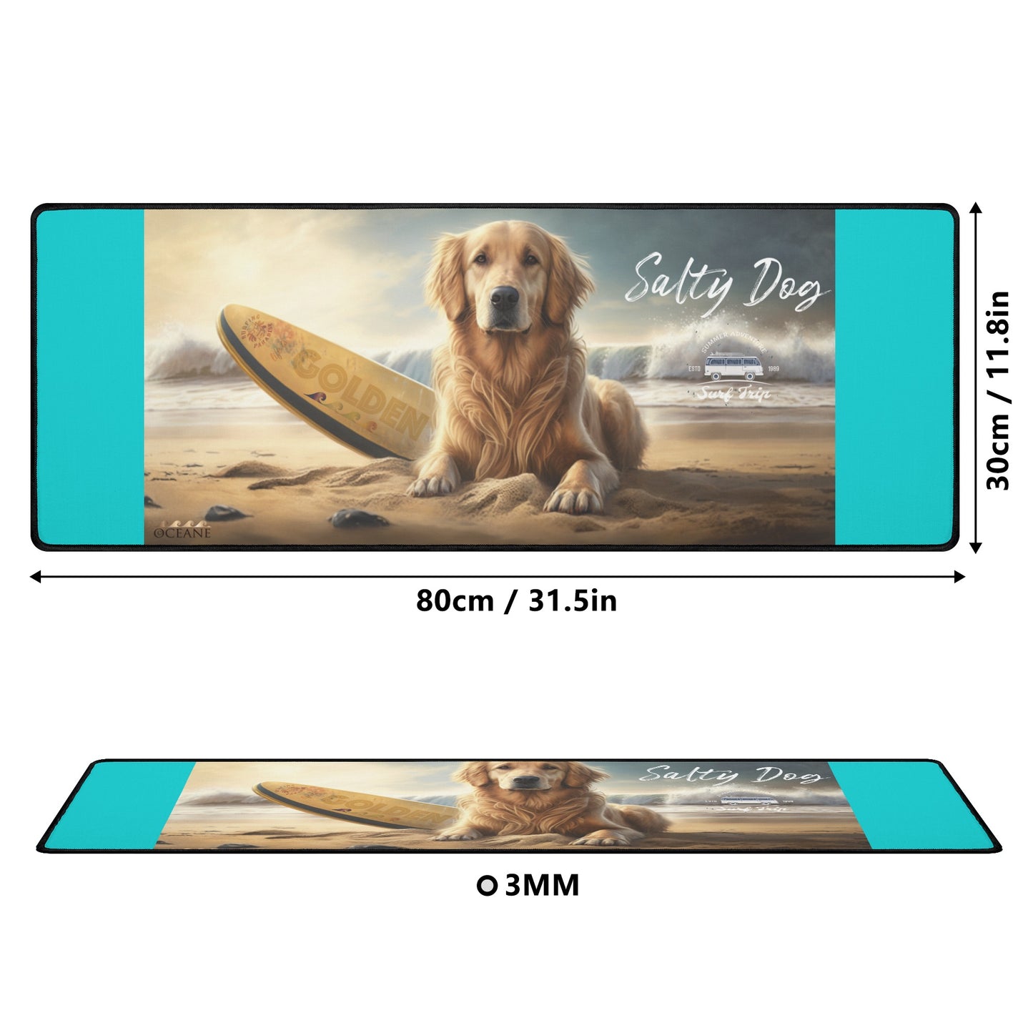 Life is Golden Get Salty Dog XL Teal Mouse Mat for Computer & Office Decor - OCEANE