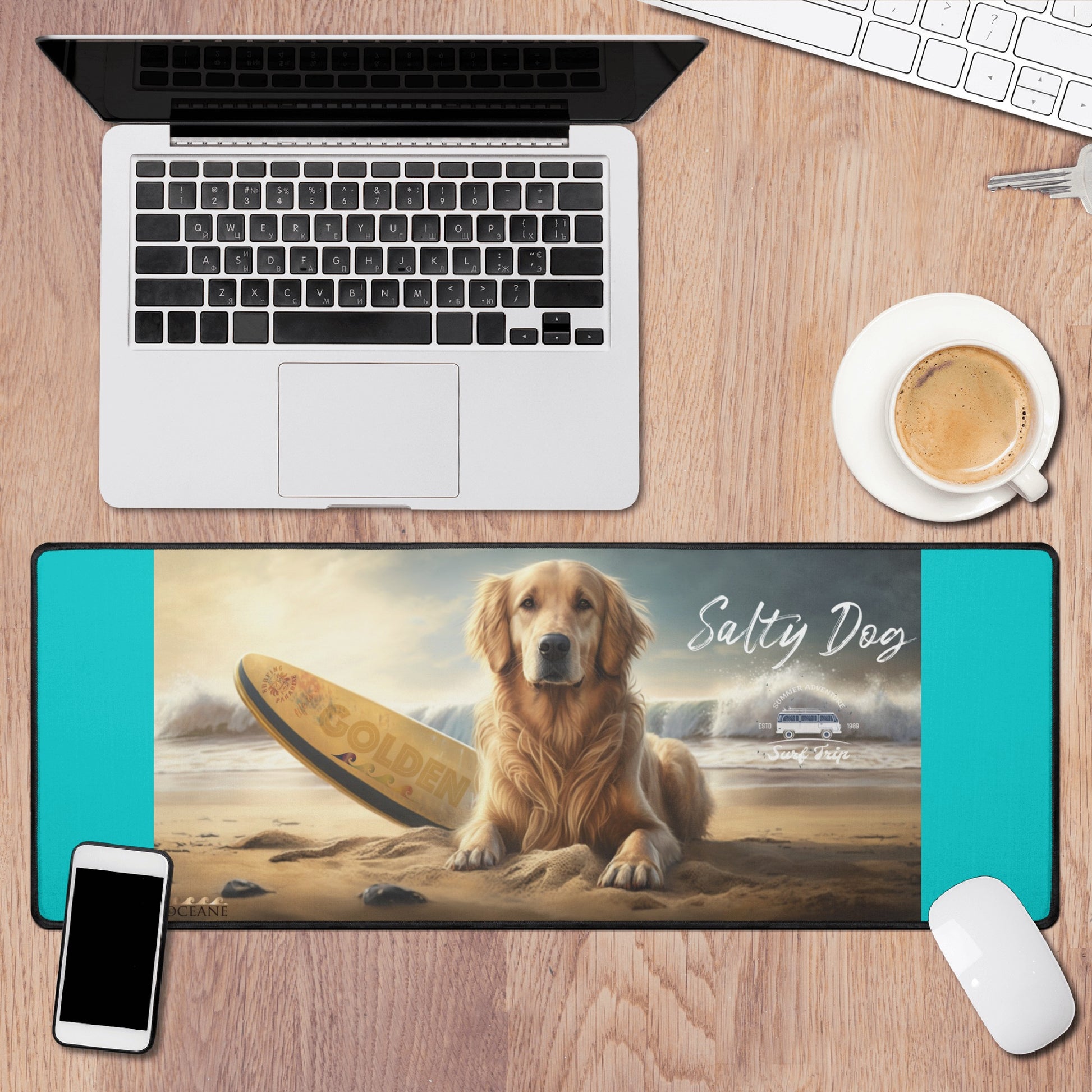 Life is Golden Get Salty Dog XL Teal Mouse Mat for Computer & Office Decor - OCEANE