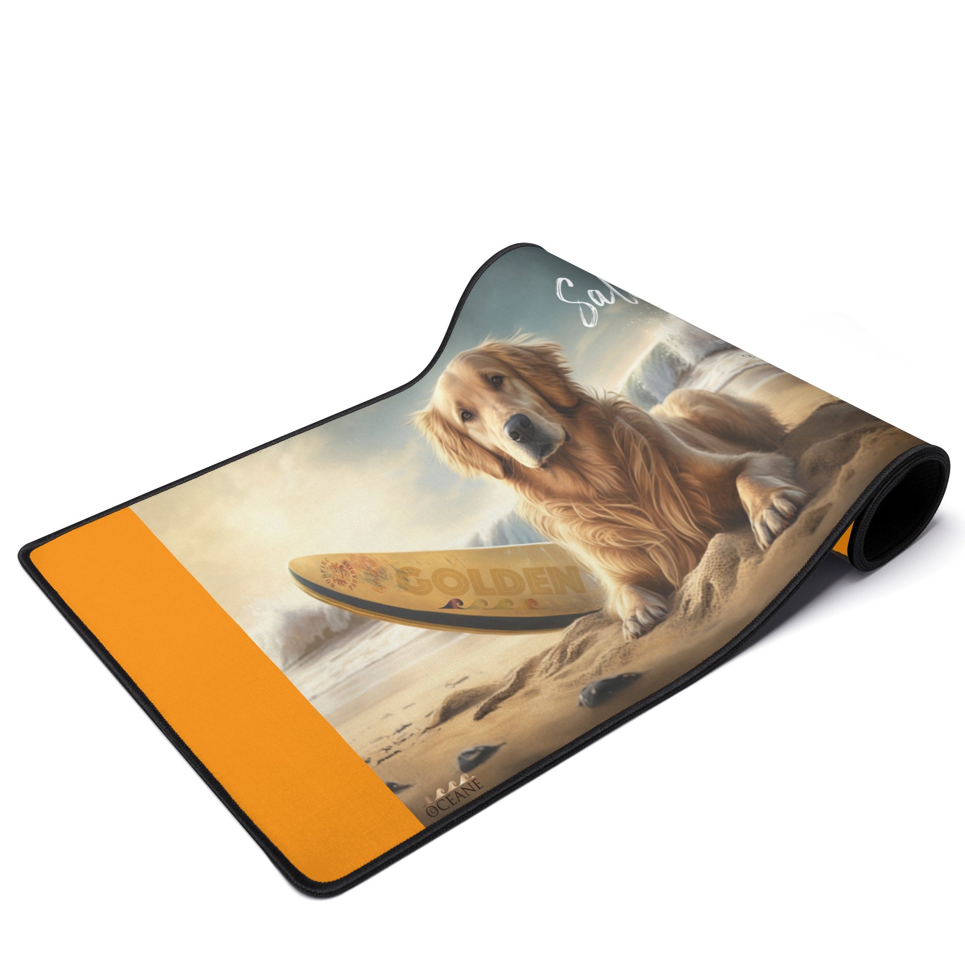 Life is Golden Get Salty Dog XL Orange Mouse Mat for Computer & Office Decor - OCEANE