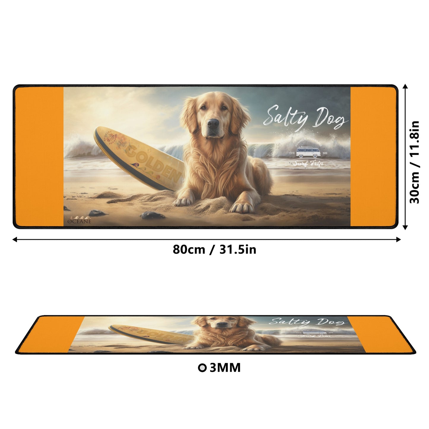 Life is Golden Get Salty Dog XL Orange Mouse Mat for Computer & Office Decor - OCEANE