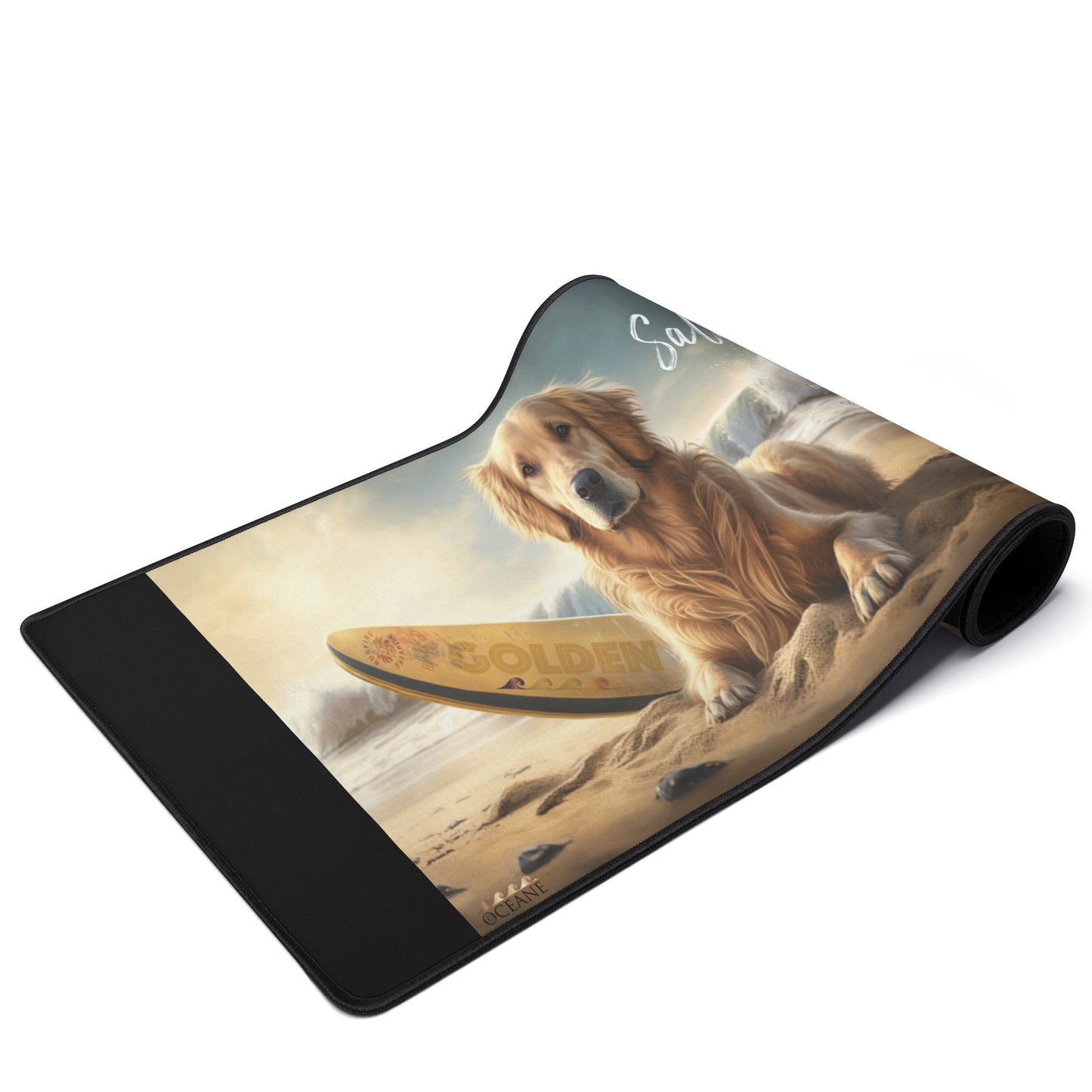 Life is Golden Get Salty Dog XL Black Mouse Mat for Computer & Office Decor - OCEANE