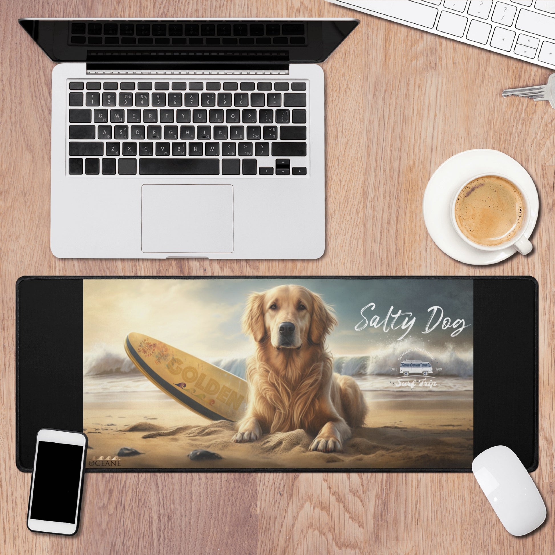 Life is Golden Get Salty Dog XL Black Mouse Mat for Computer & Office Decor - OCEANE