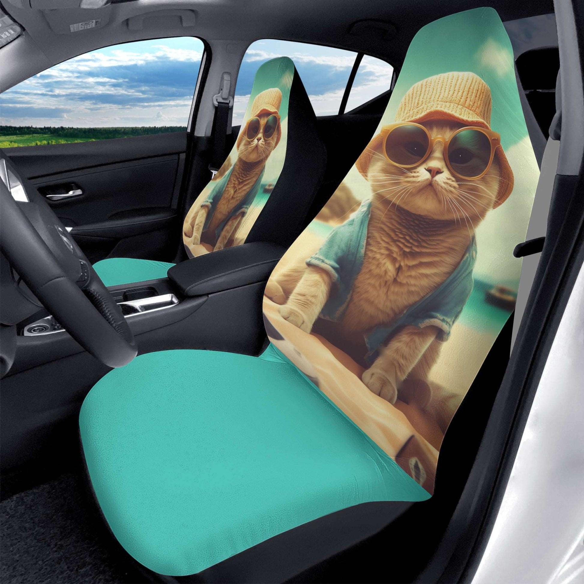 Cool Cat Life is a Beach Car Seat Covers (2 Pcs) - OCEANE