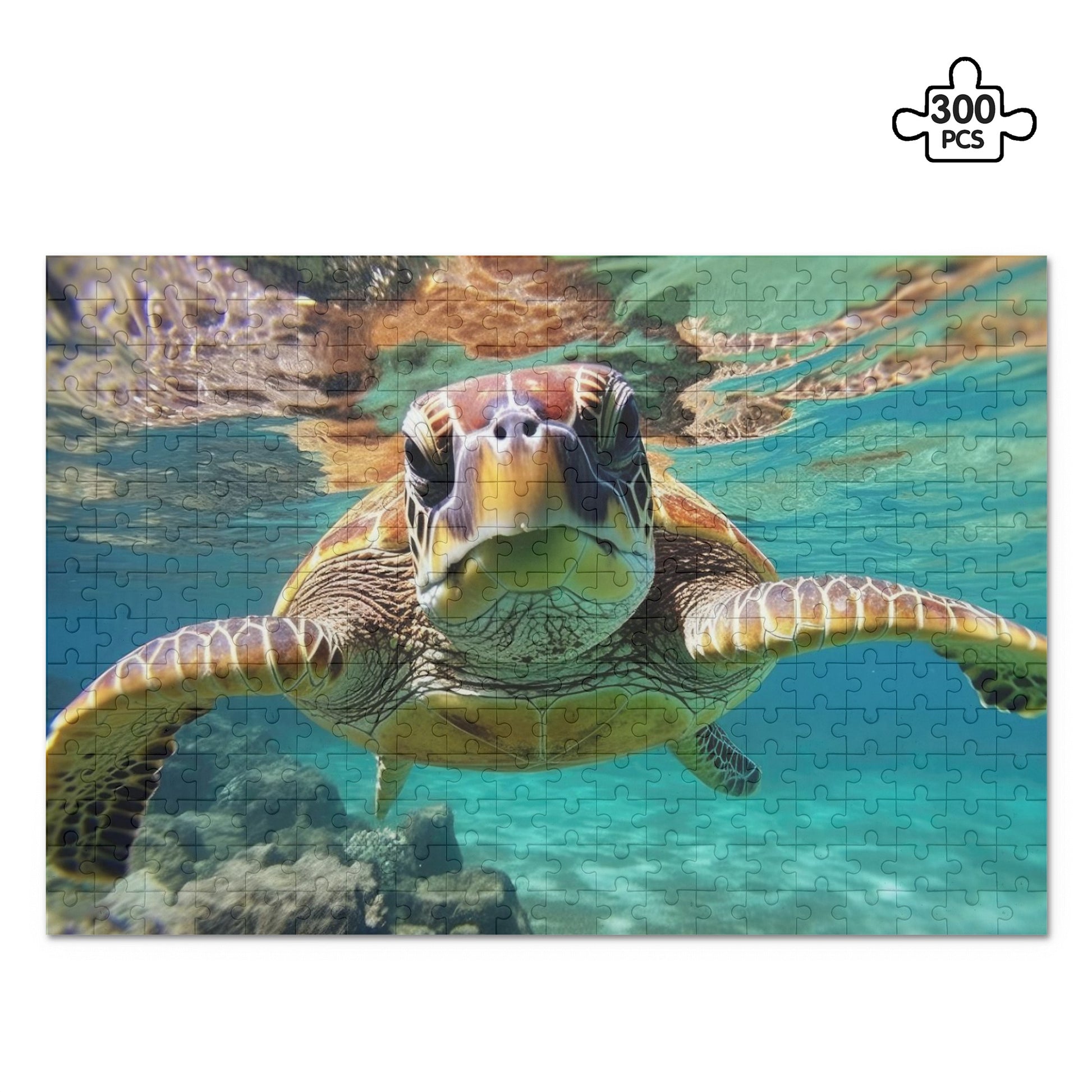 Personalized SEA TURTLE Beach Life Wooden Jigsaw Game (300 Pcs) - OCEANE