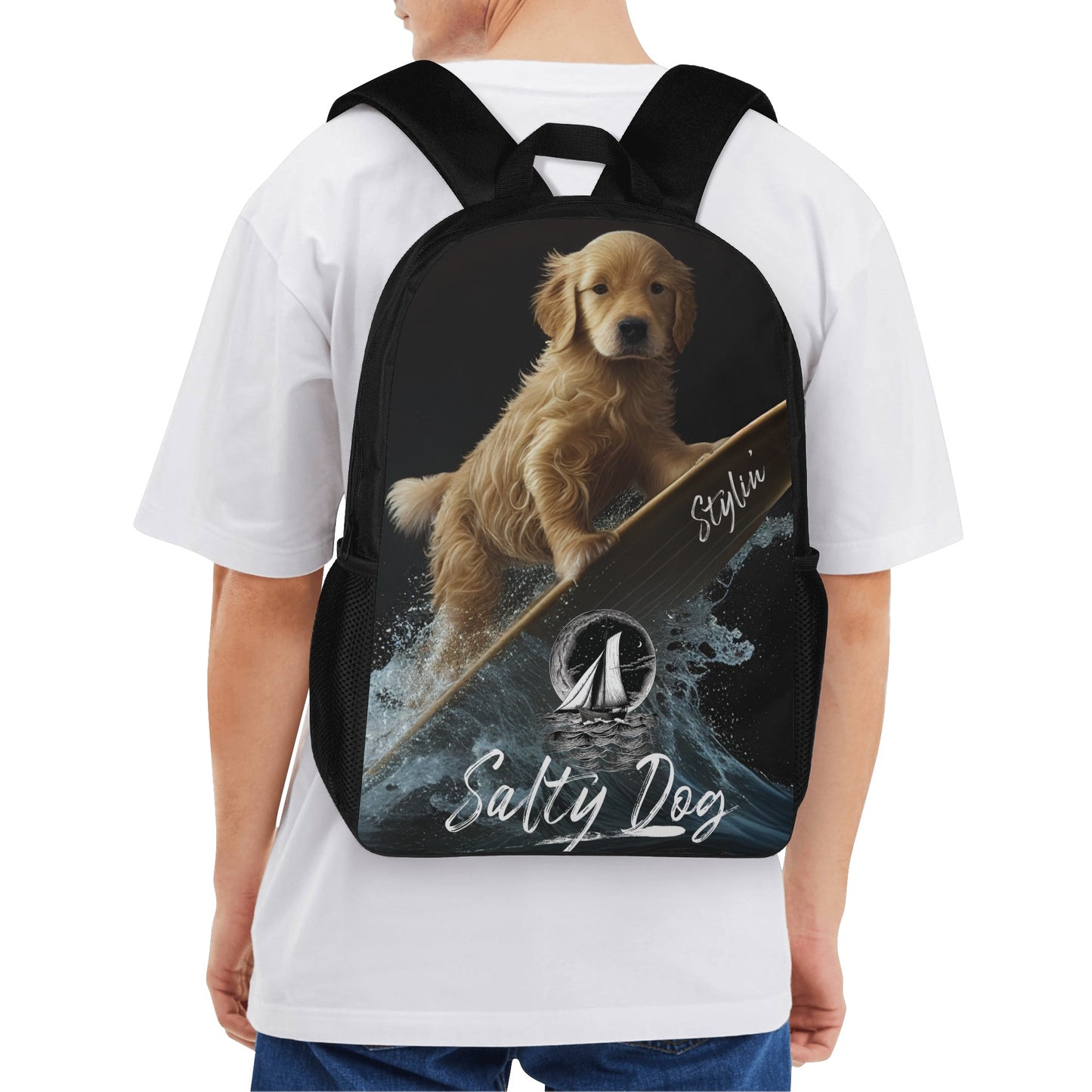 Puppy Backpack Surfing Style Kids Adult 17 Inch School Backpack - OCEANE