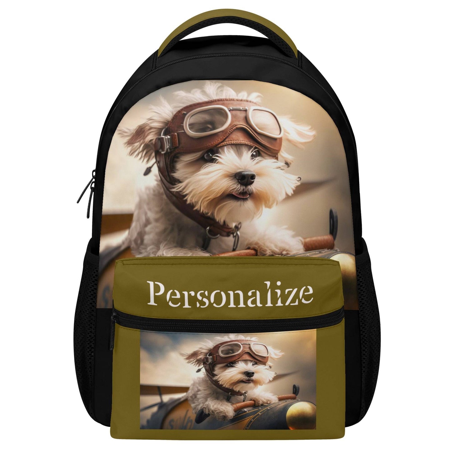 Backpack Puppy Dog Pilot Casual Style School Supply Bag - OCEANE