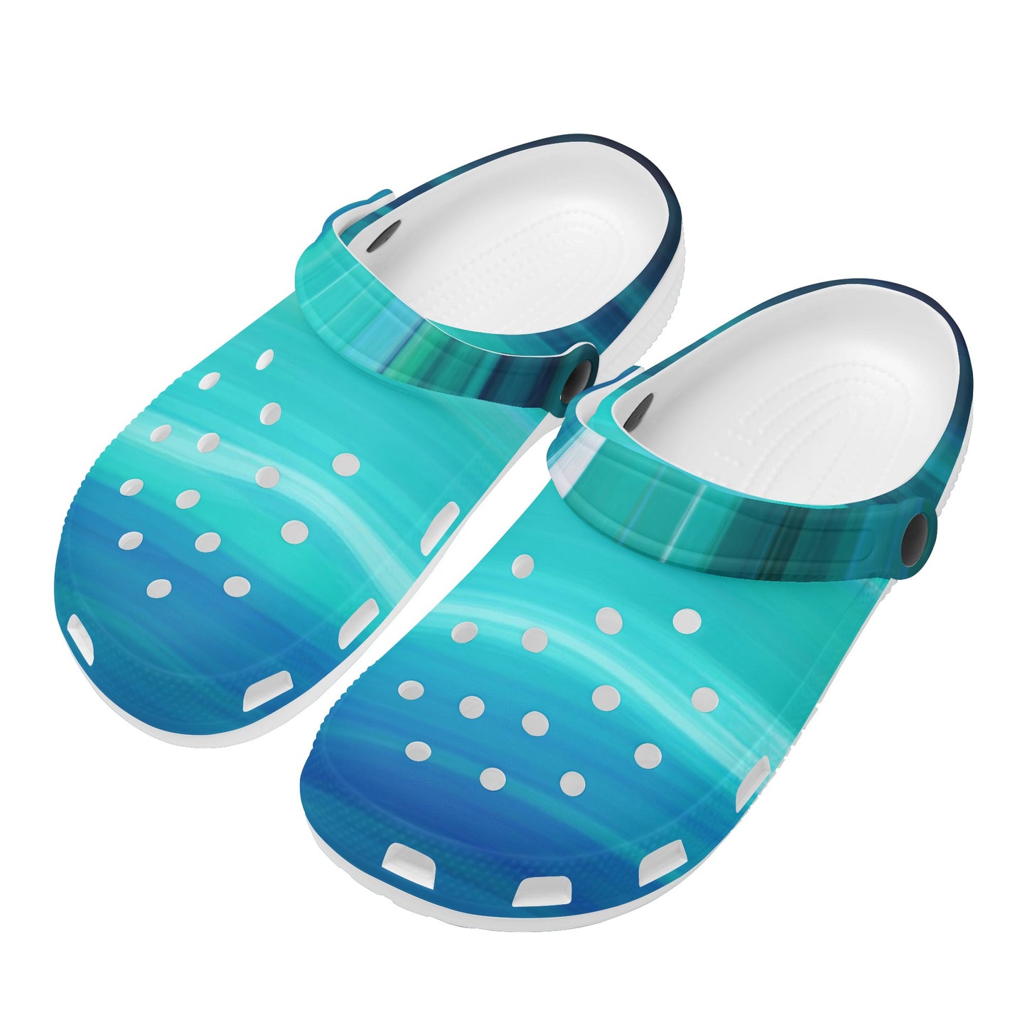 Women's Beach Wave  Blue Green Slider Style Clogs - OCEANE