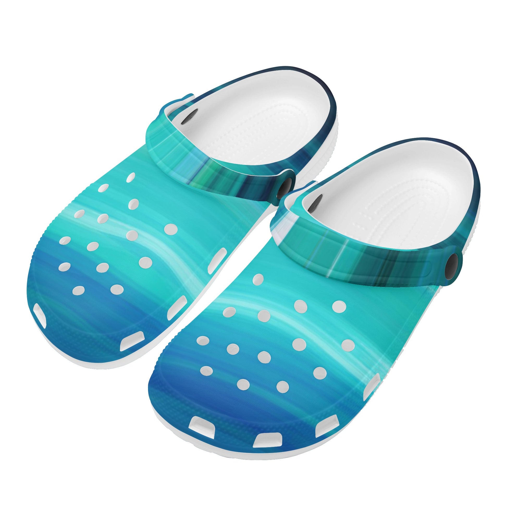 Women's Beach Wave  Blue Green Slider Style Clogs - OCEANE