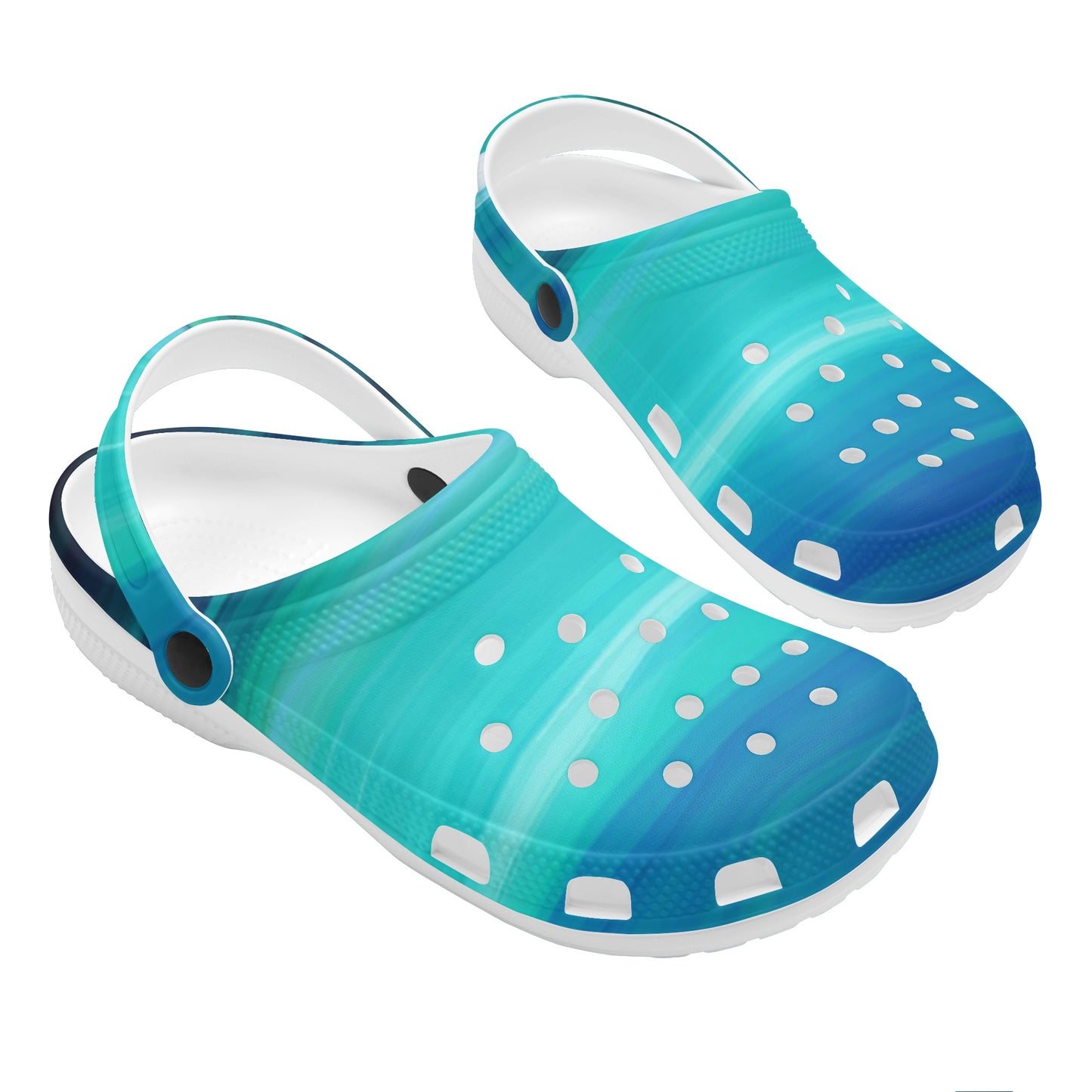 Women's Beach Wave  Blue Green Slider Style Clogs - OCEANE