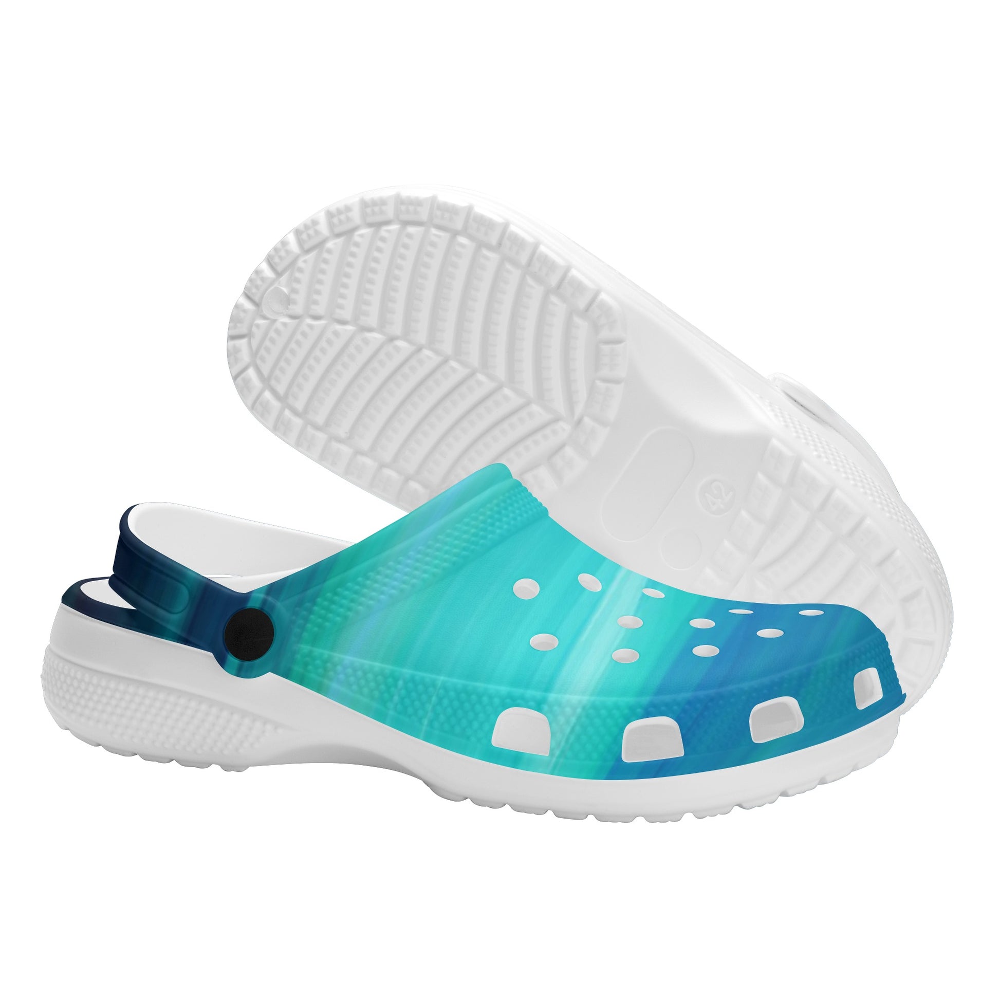 Women's Beach Wave  Blue Green Slider Style Clogs - OCEANE