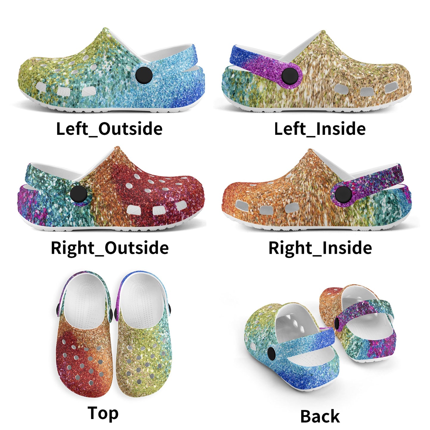 Kids Rainbow Sky Sparkle Clogs - OCEANE