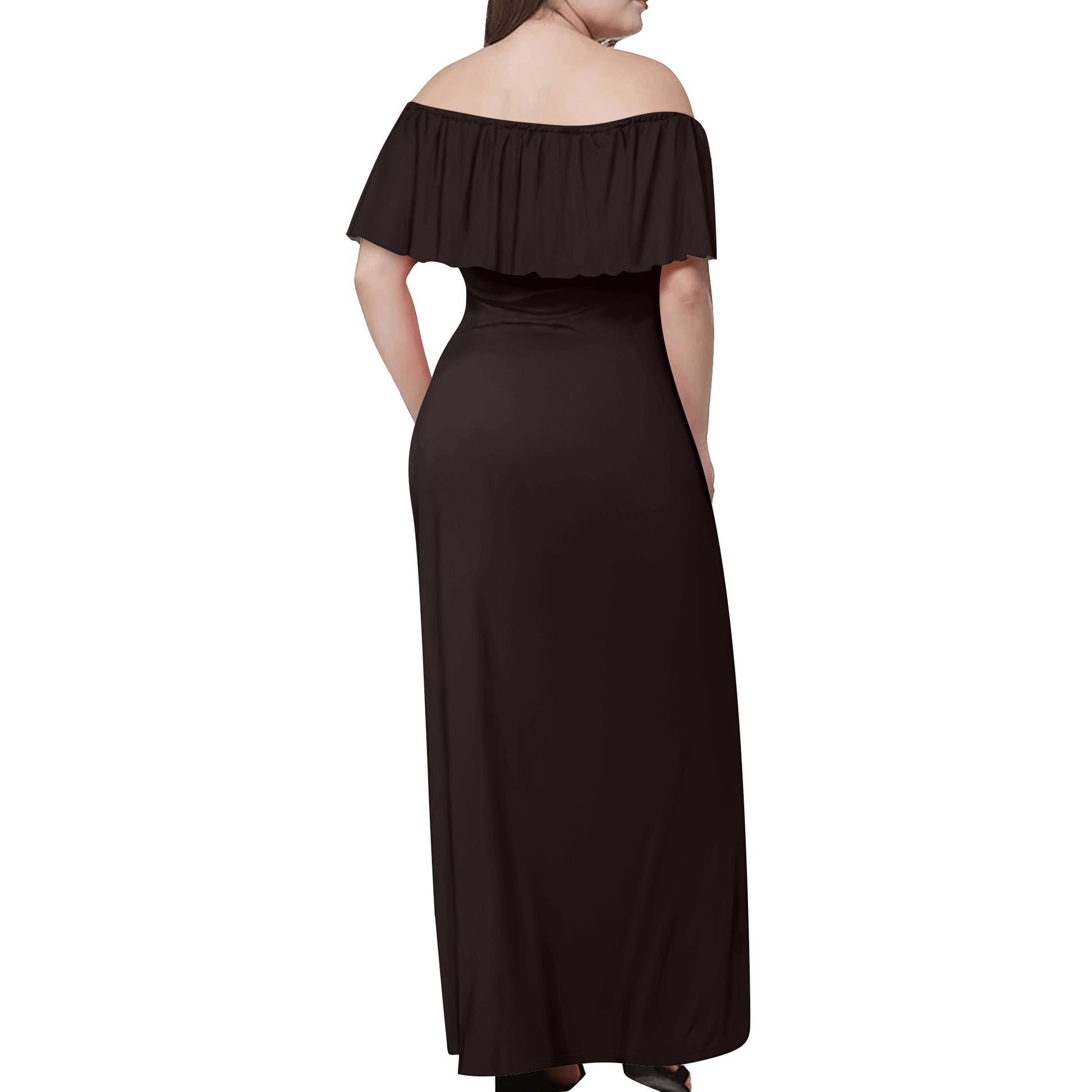 Womens Off-shoulder All Occasion Long Dress for Beach and Fine Dining in White, Teal & Black - OCEANE