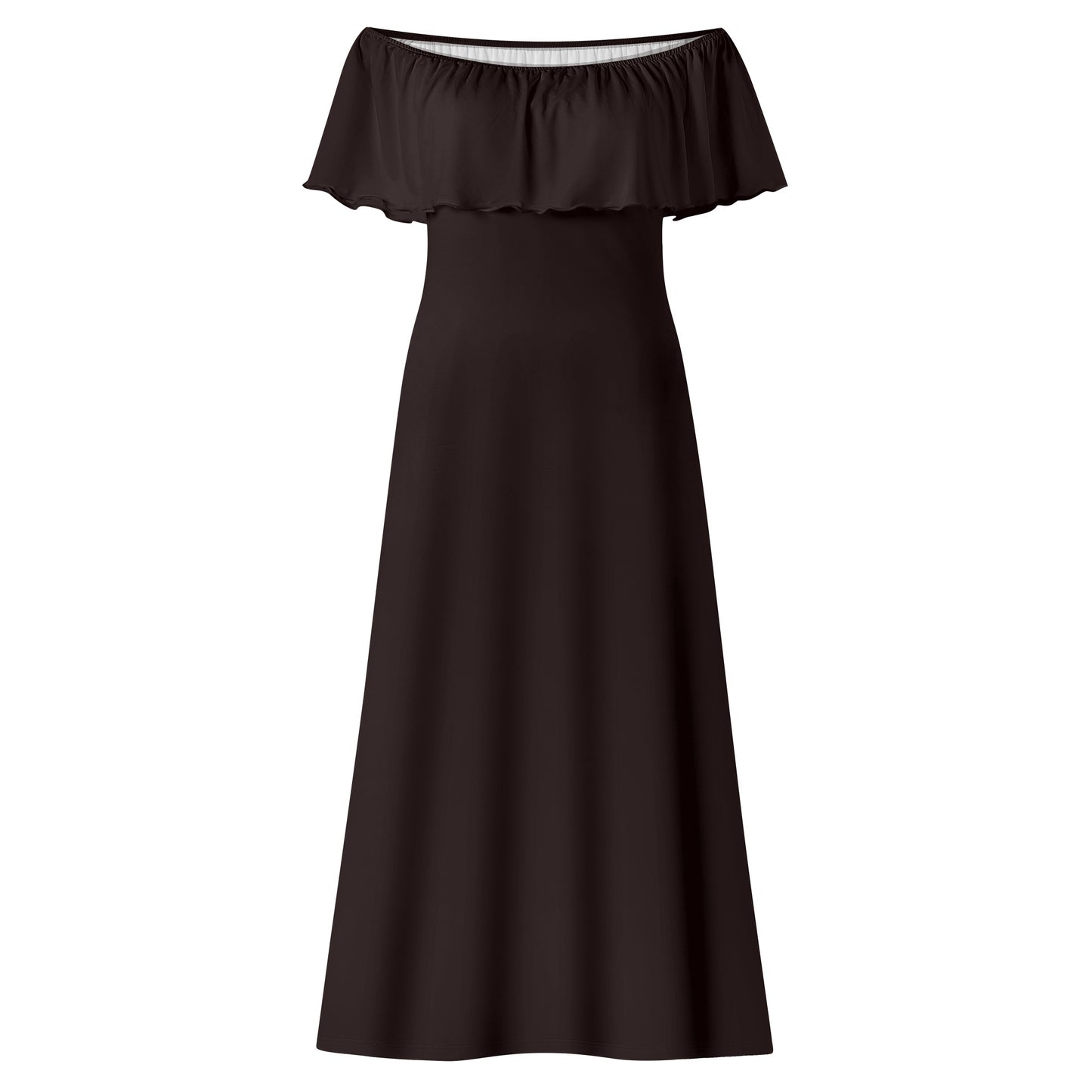 Womens Off-shoulder All Occasion Long Dress for Beach and Fine Dining in White, Teal & Black - OCEANE