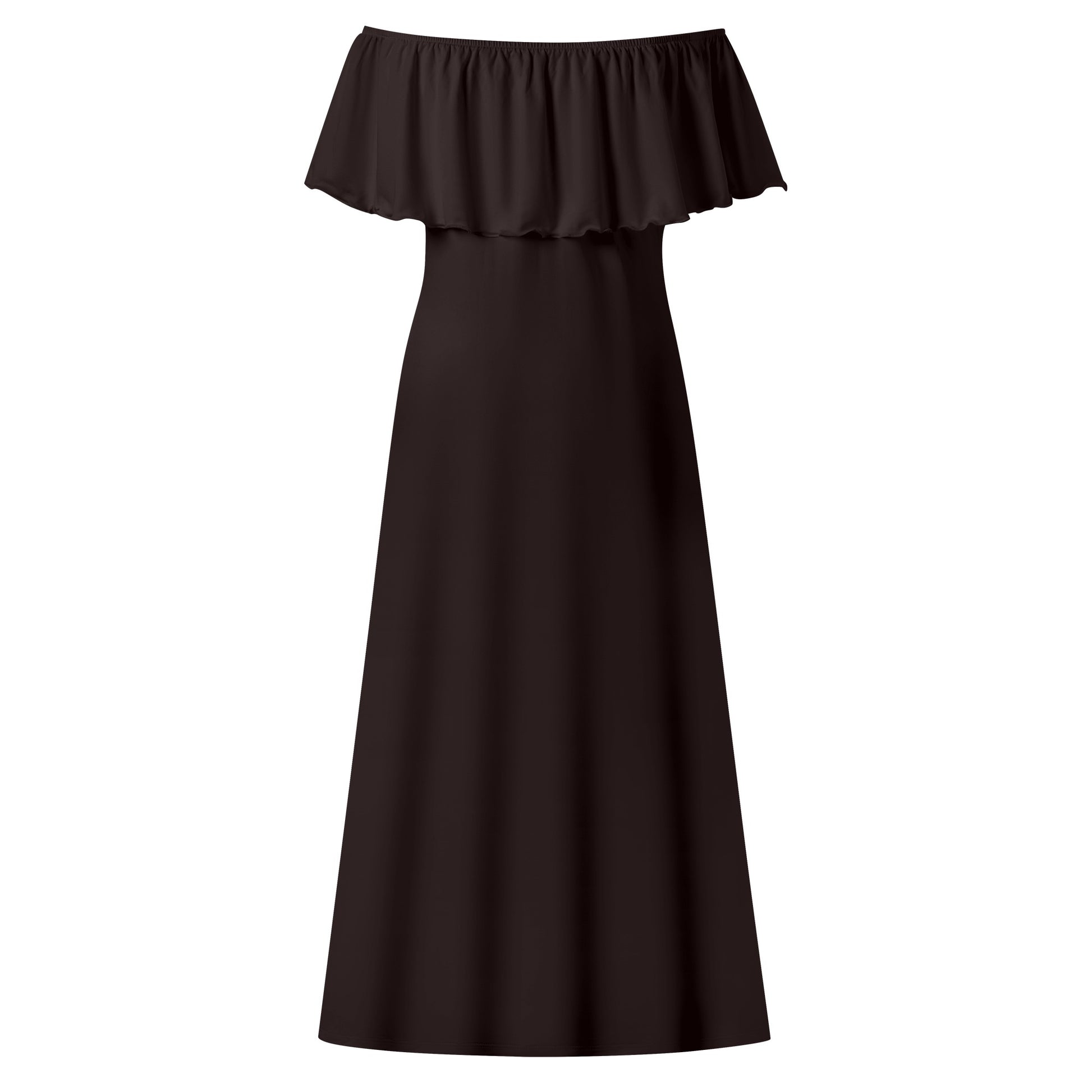 Womens Off-shoulder All Occasion Long Dress for Beach and Fine Dining in White, Teal & Black - OCEANE