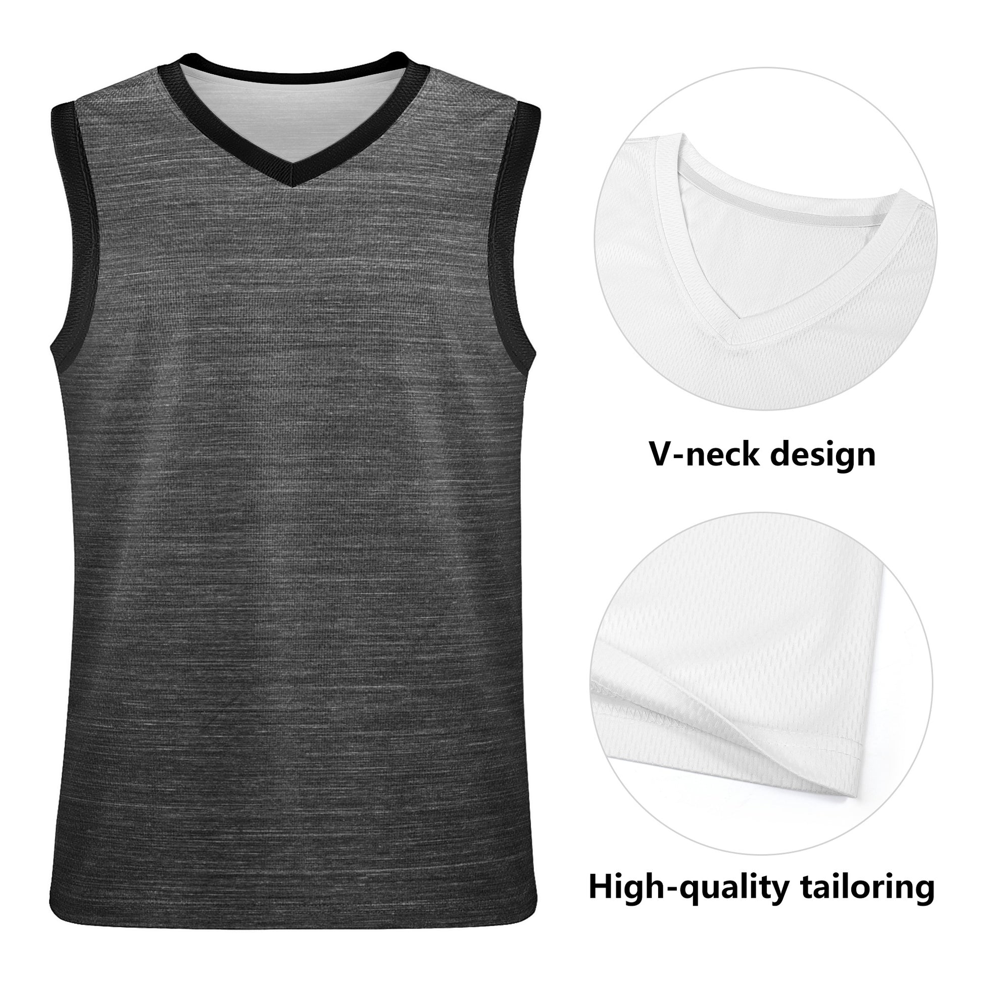 Mens Black & Gray Sleek Style Basketball Jersey - OCEANE