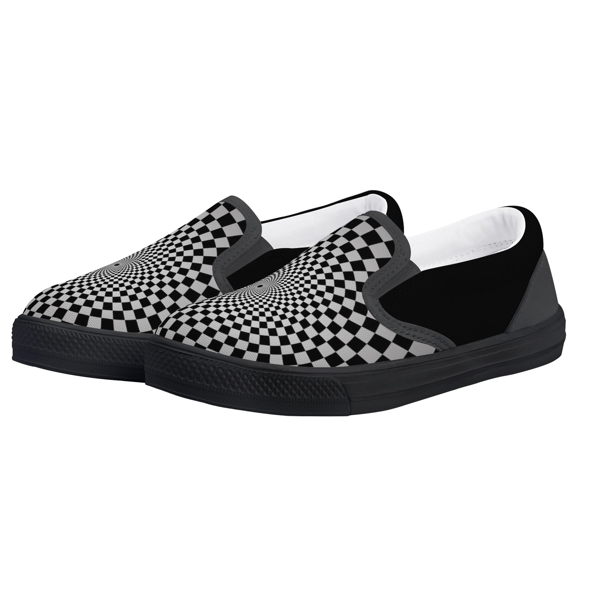 Kids Slip On Black Geometric Spiral Look Shoes - OCEANE