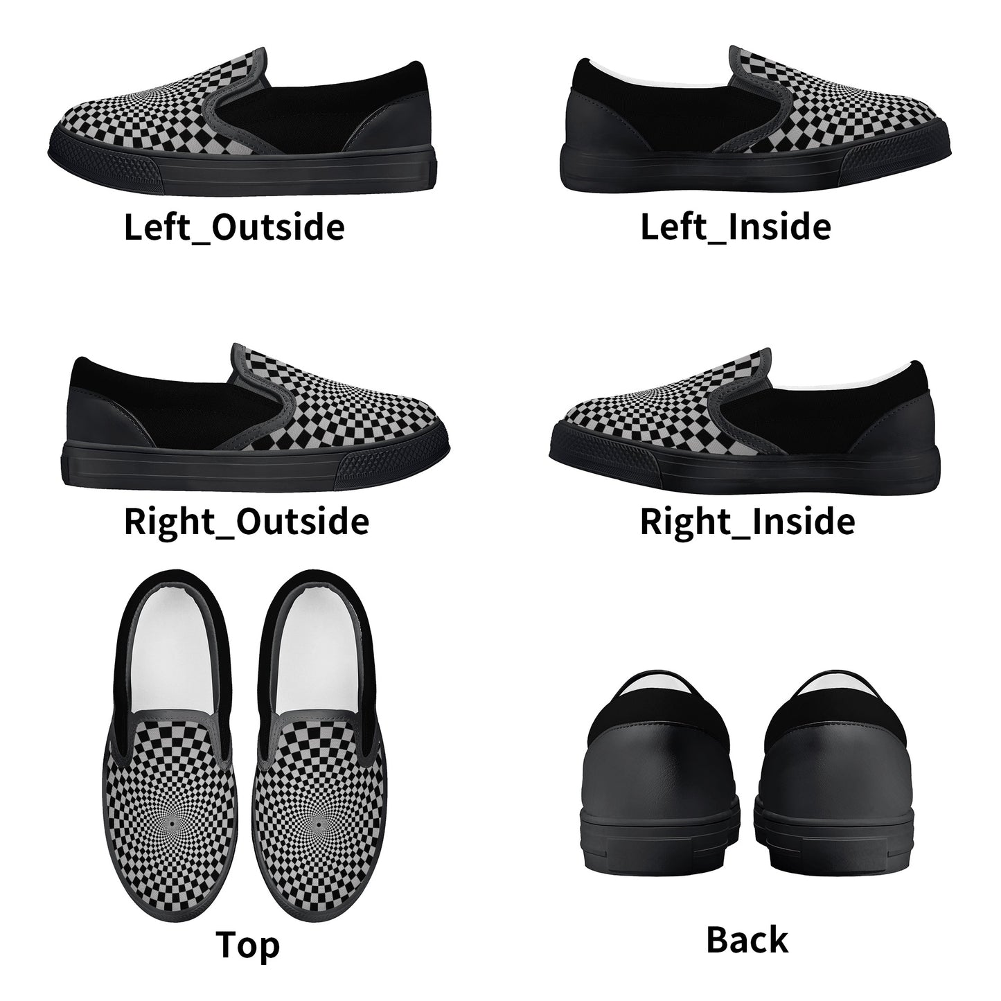 Kids Slip On Black Geometric Spiral Look Shoes - OCEANE