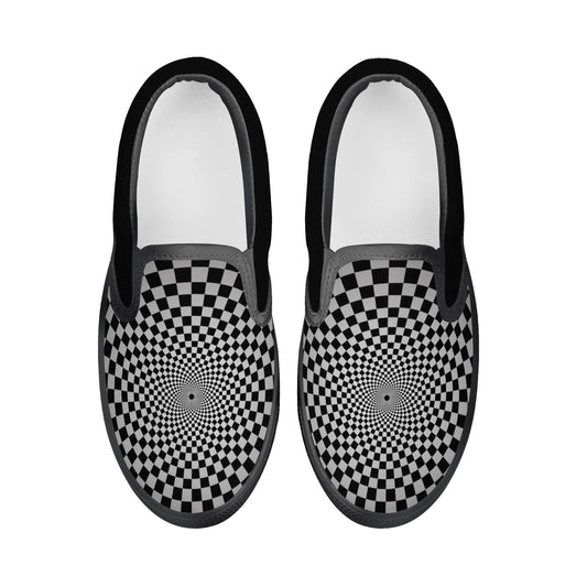 Kids Slip On Black Geometric Spiral Look Shoes - OCEANE