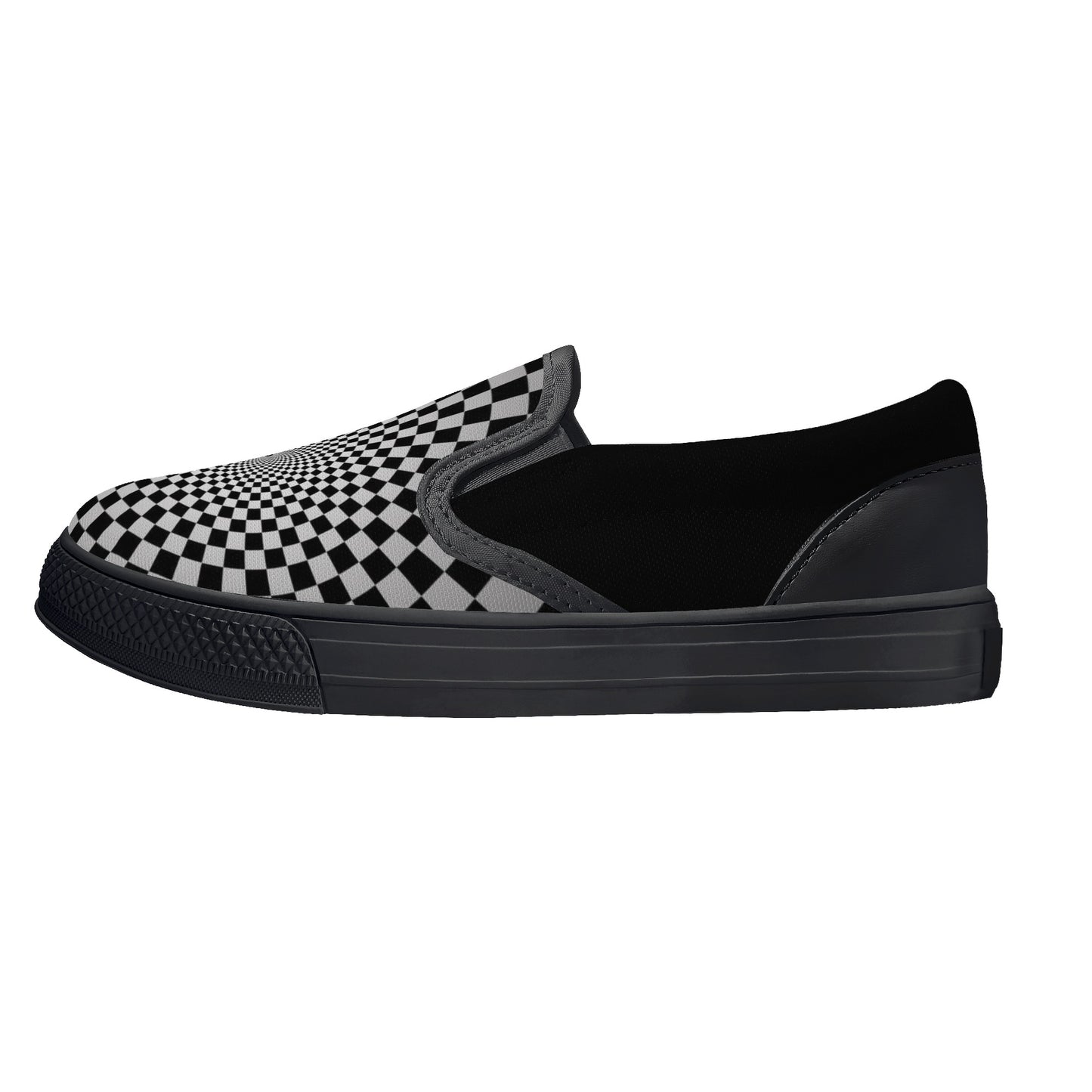 Kids Slip On Black Geometric Spiral Look Shoes - OCEANE