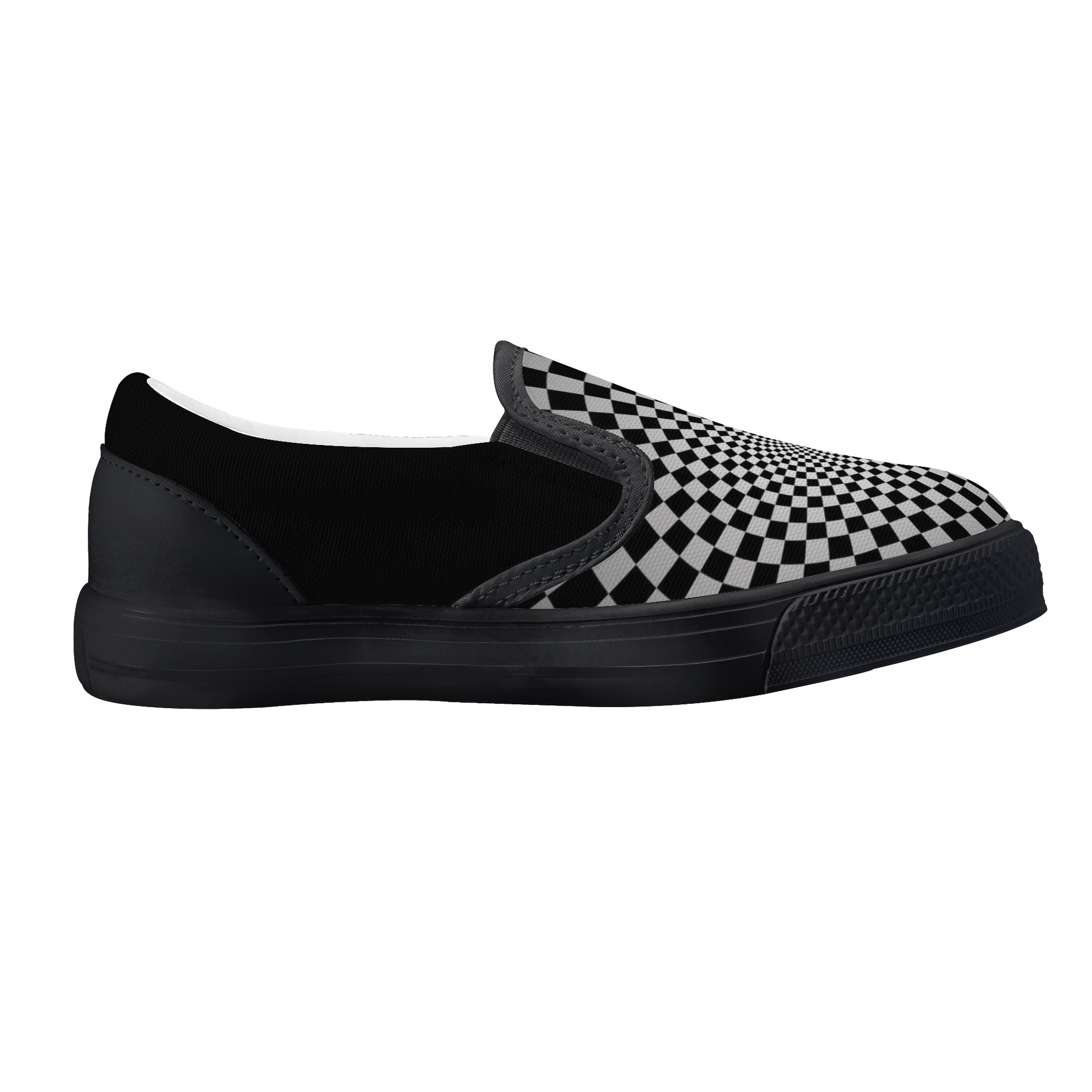 Kids Slip On Black Geometric Spiral Look Shoes - OCEANE