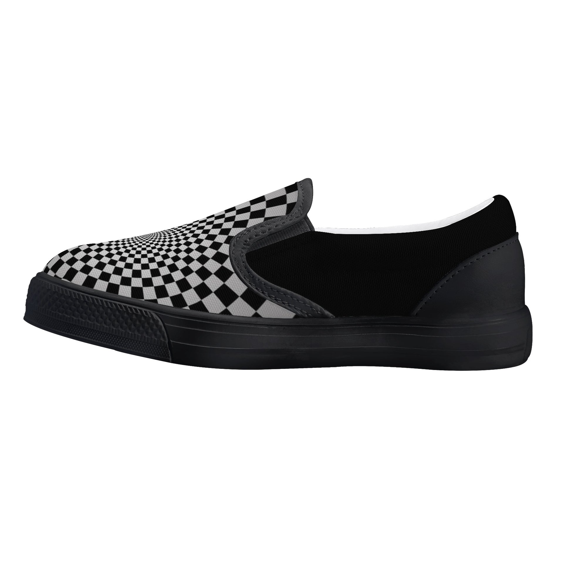 Kids Slip On Black Geometric Spiral Look Shoes - OCEANE