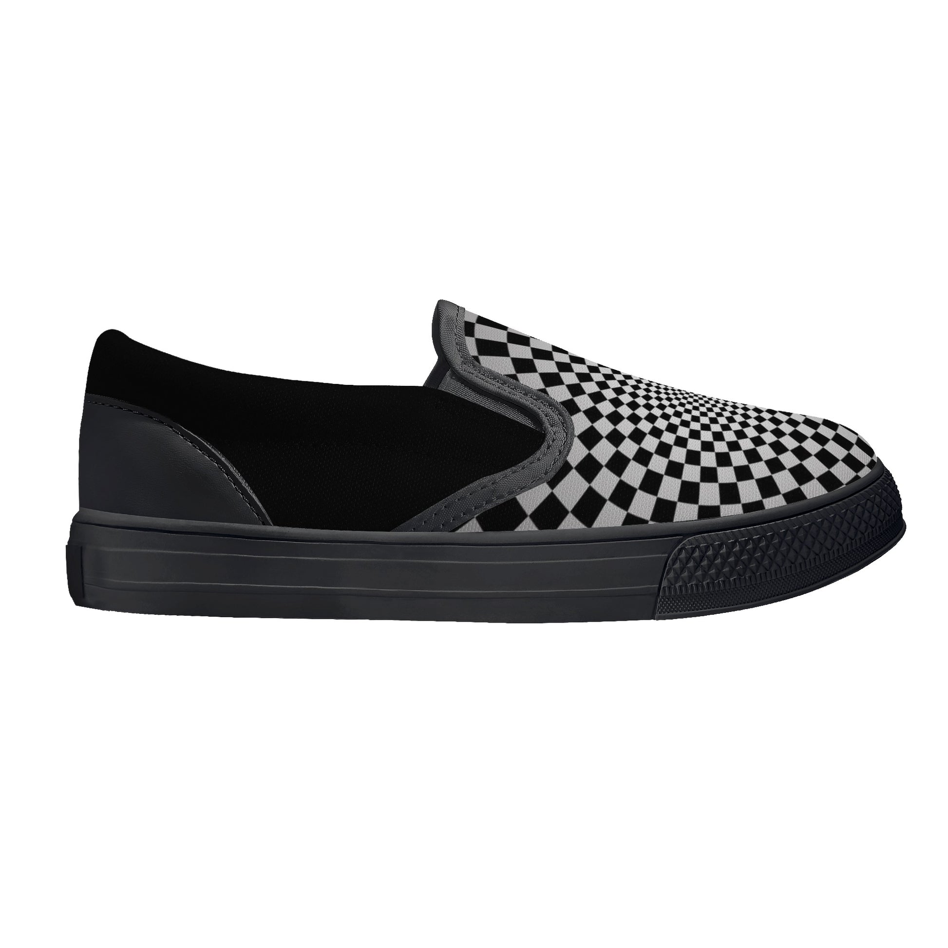 Kids Slip On Black Geometric Spiral Look Shoes - OCEANE