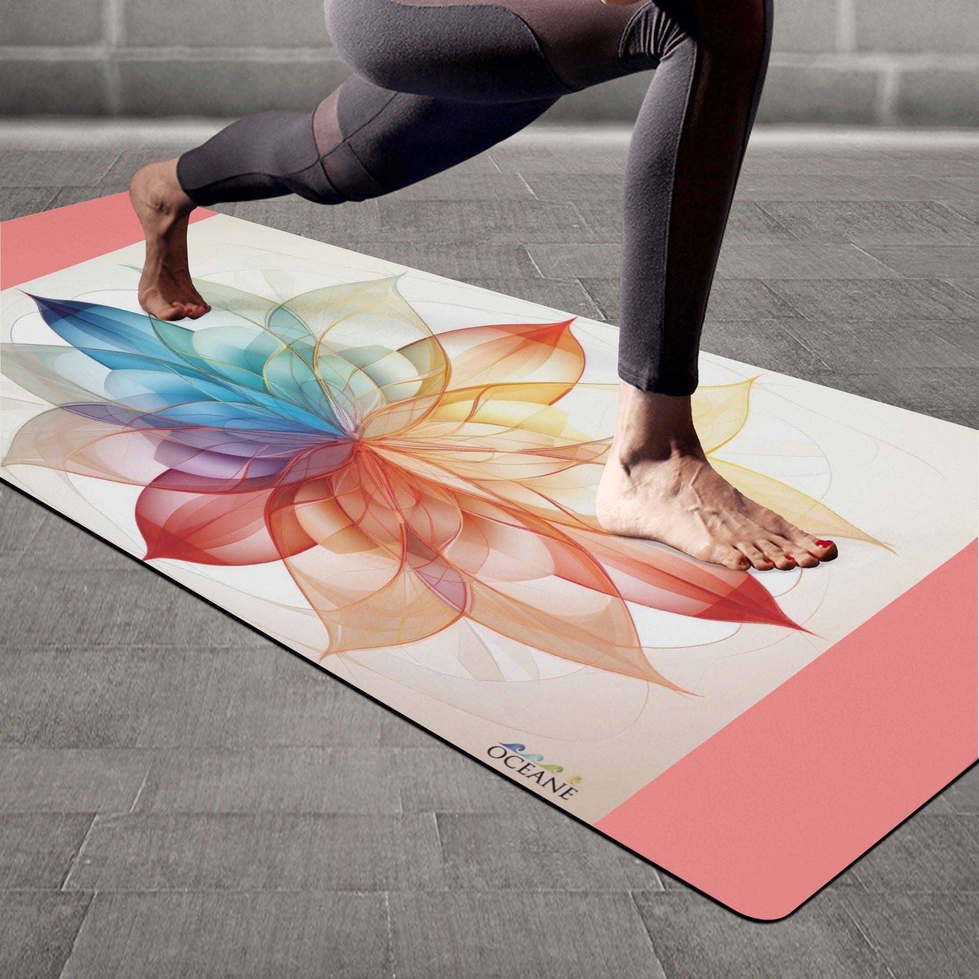 Flower of Life Yoga Mat  Color Focus Mandala 4mm Rubber - OCEANE