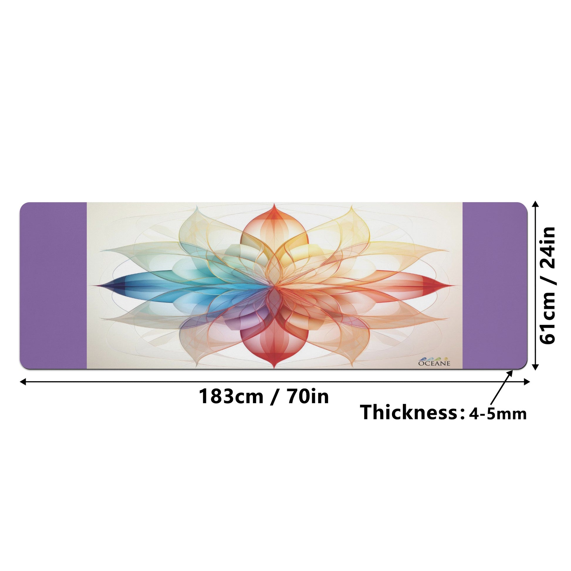 Flower of Life Yoga Mat  Color Focus Mandala 4mm Rubber - OCEANE