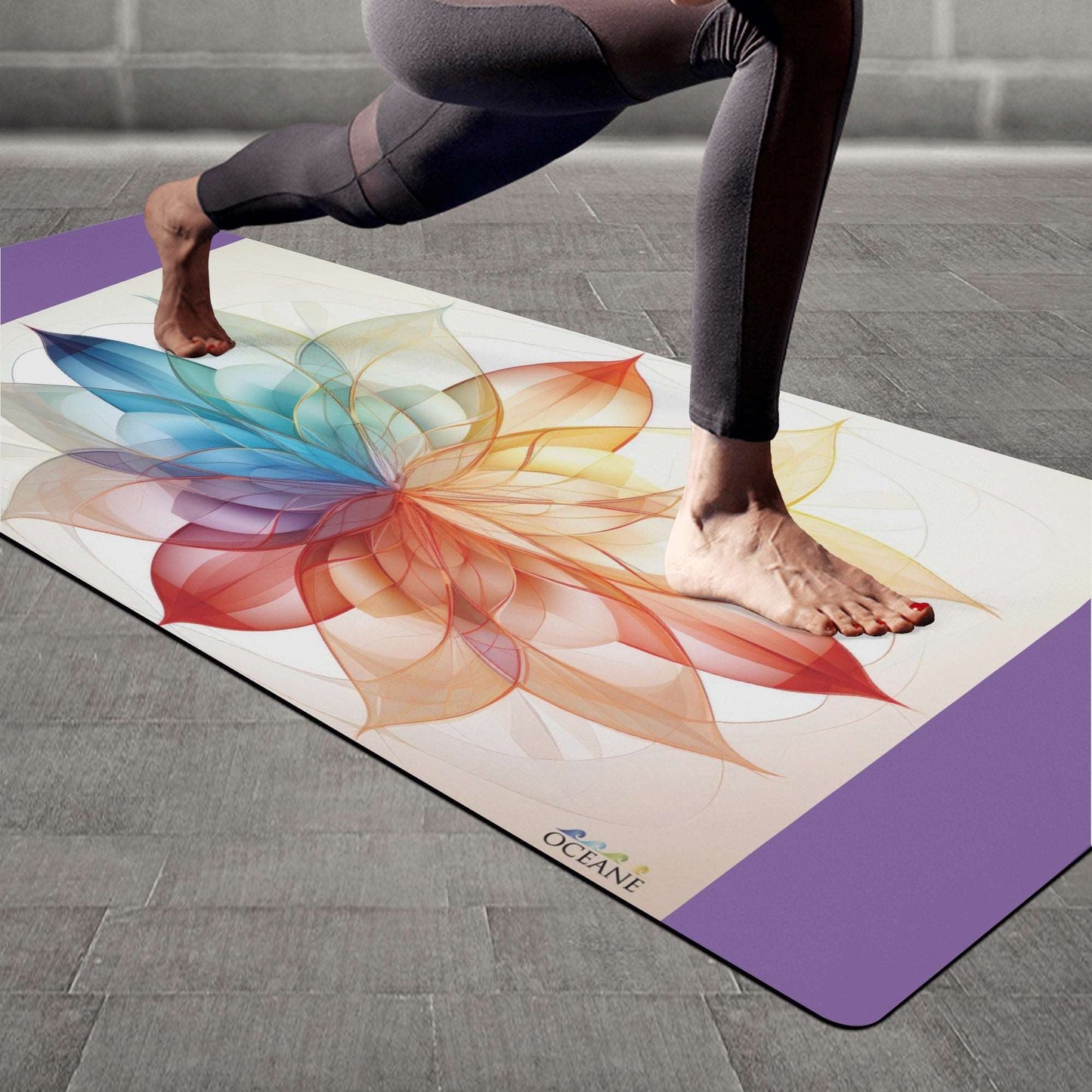 Flower of Life Yoga Mat  Color Focus Mandala 4mm Rubber - OCEANE