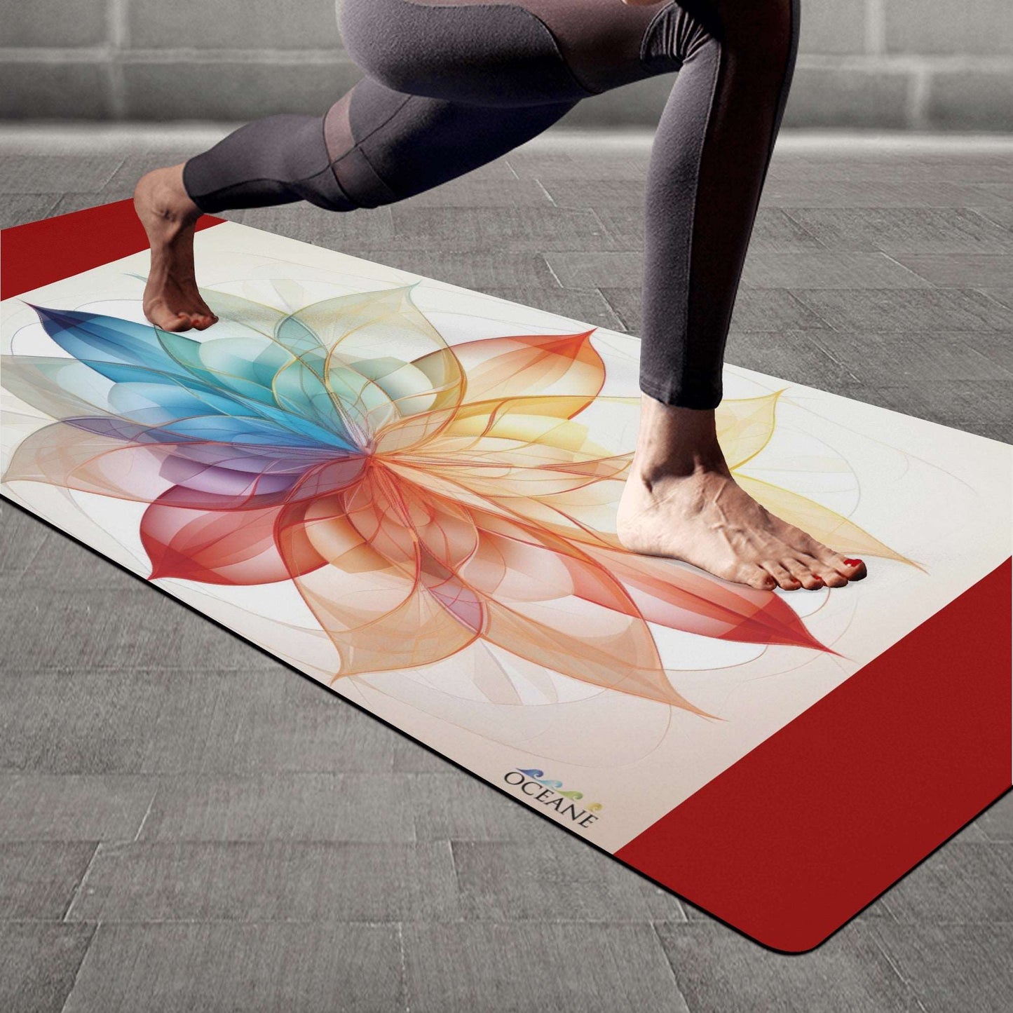 Flower of Life Yoga Mat  Color Focus Mandala 4mm Rubber - OCEANE