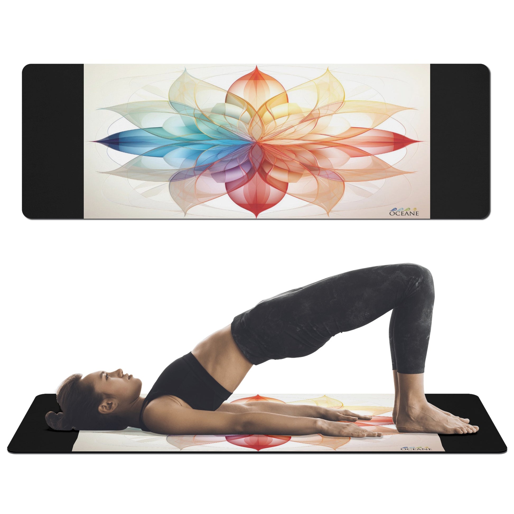 Flower of Life Yoga Mat  Color Focus Mandala 4mm Rubber - OCEANE