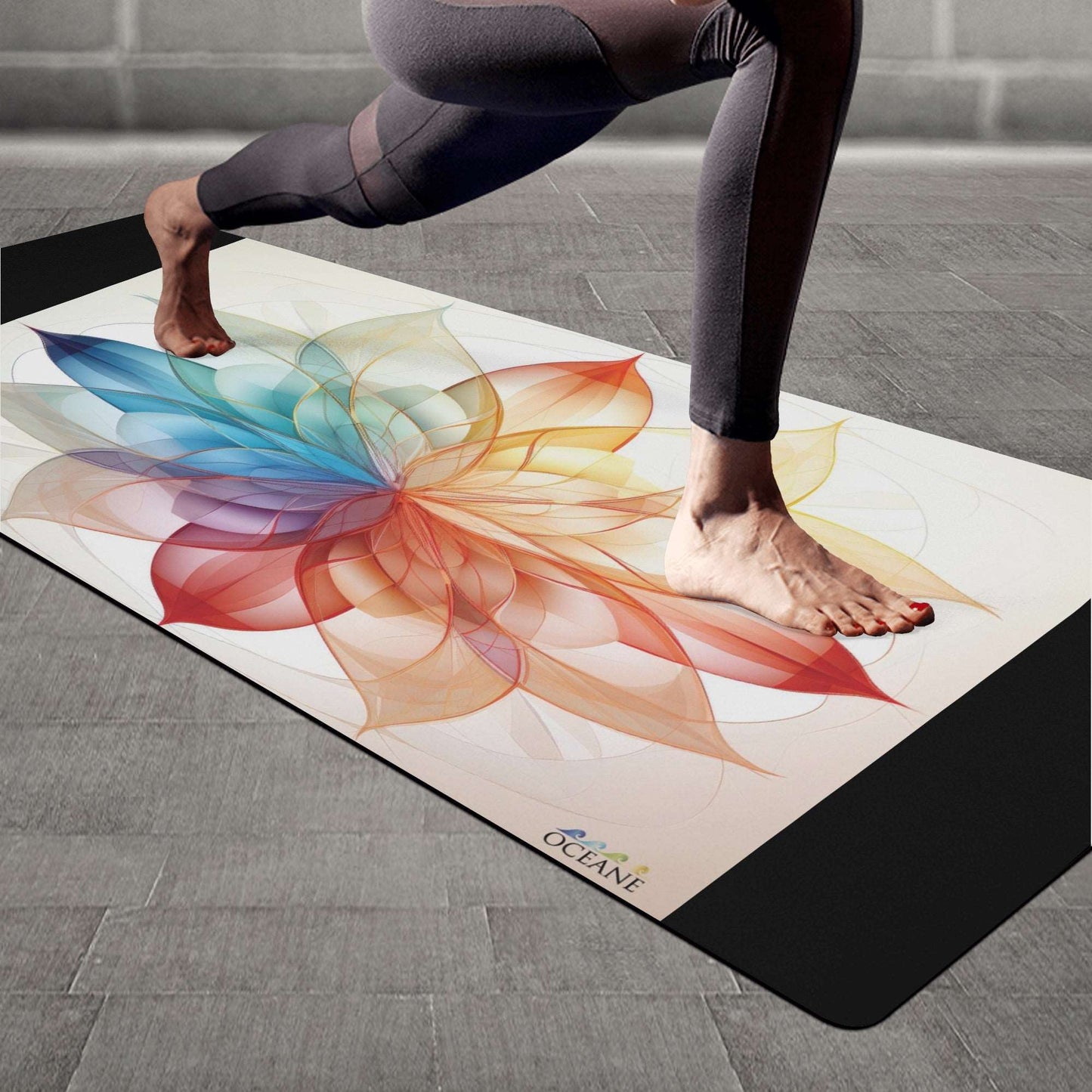 Flower of Life Yoga Mat  Color Focus Mandala 4mm Rubber - OCEANE