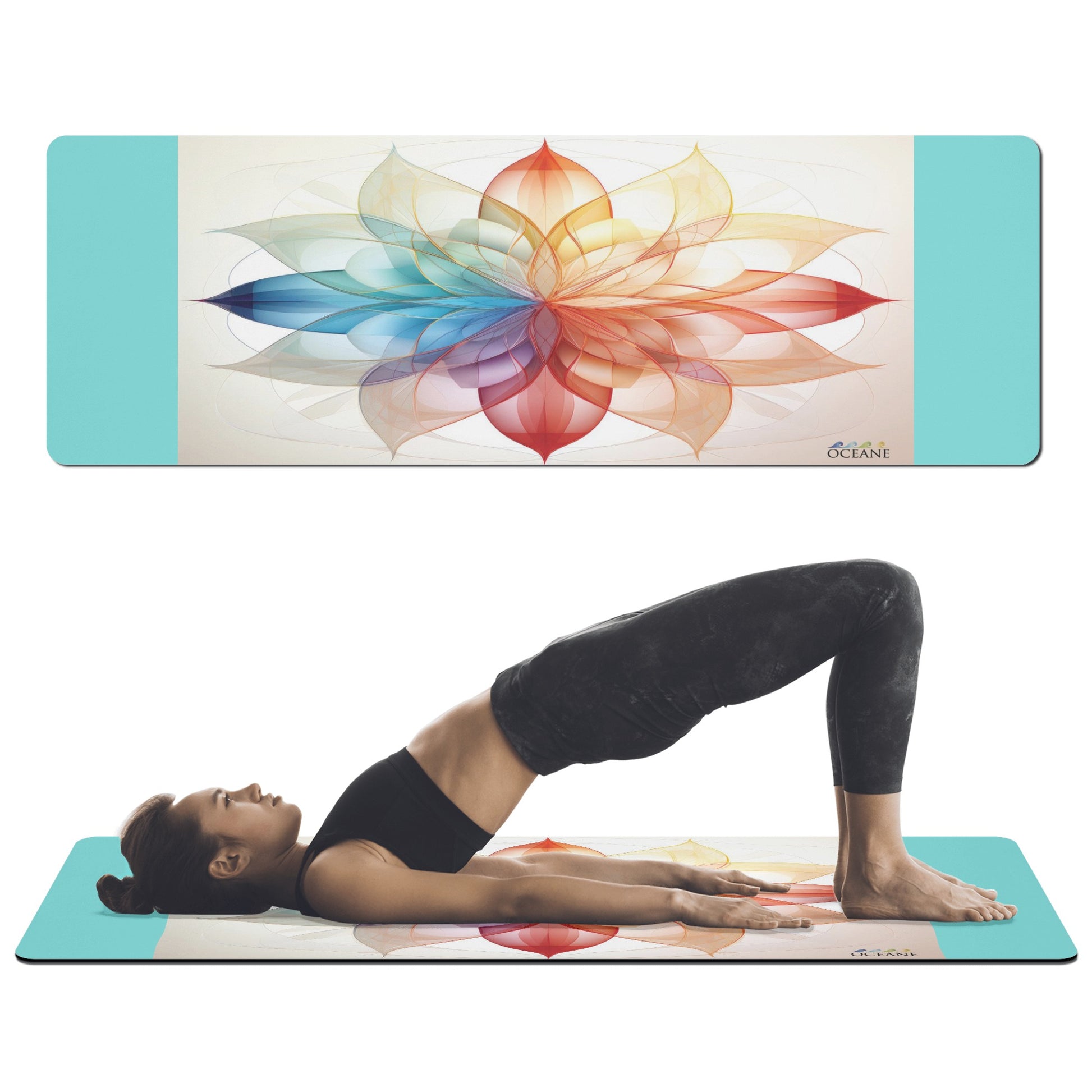 Flower of Life Yoga Mat  Color Focus Mandala 4mm Rubber - OCEANE