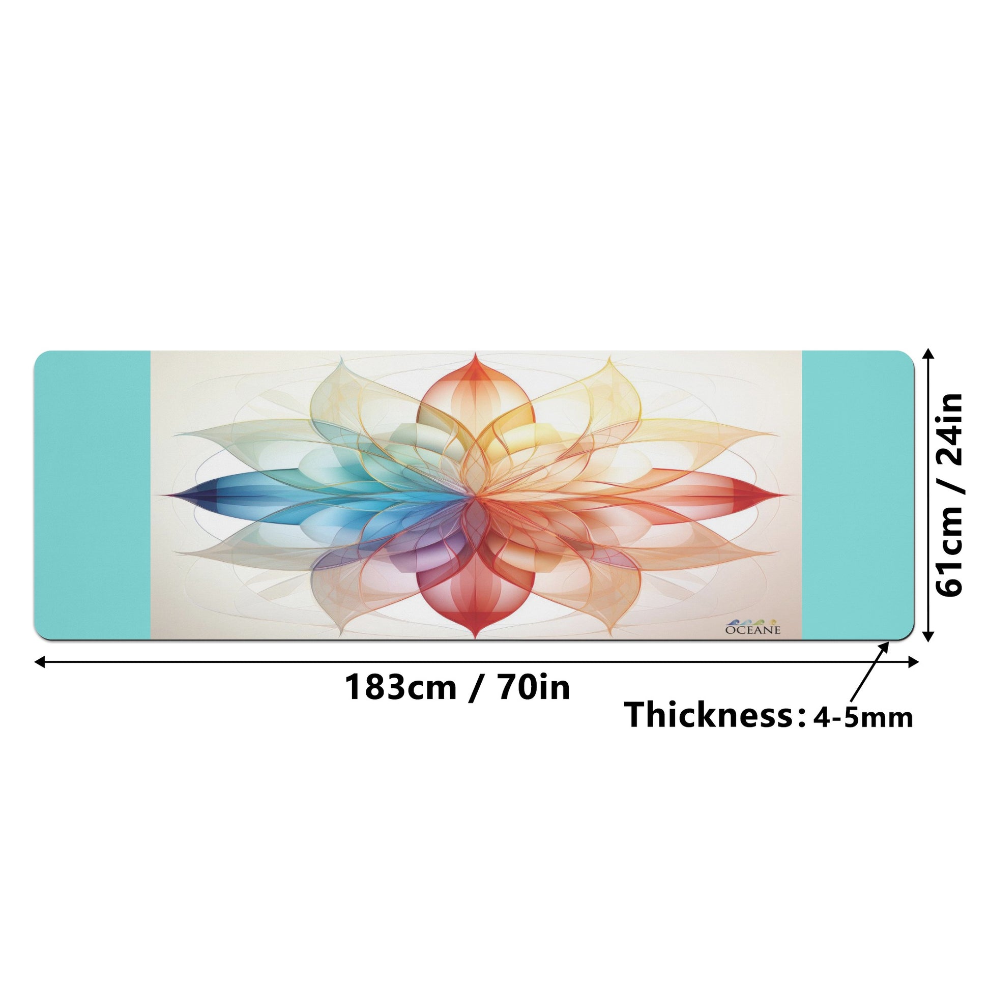 Flower of Life Yoga Mat  Color Focus Mandala 4mm Rubber - OCEANE