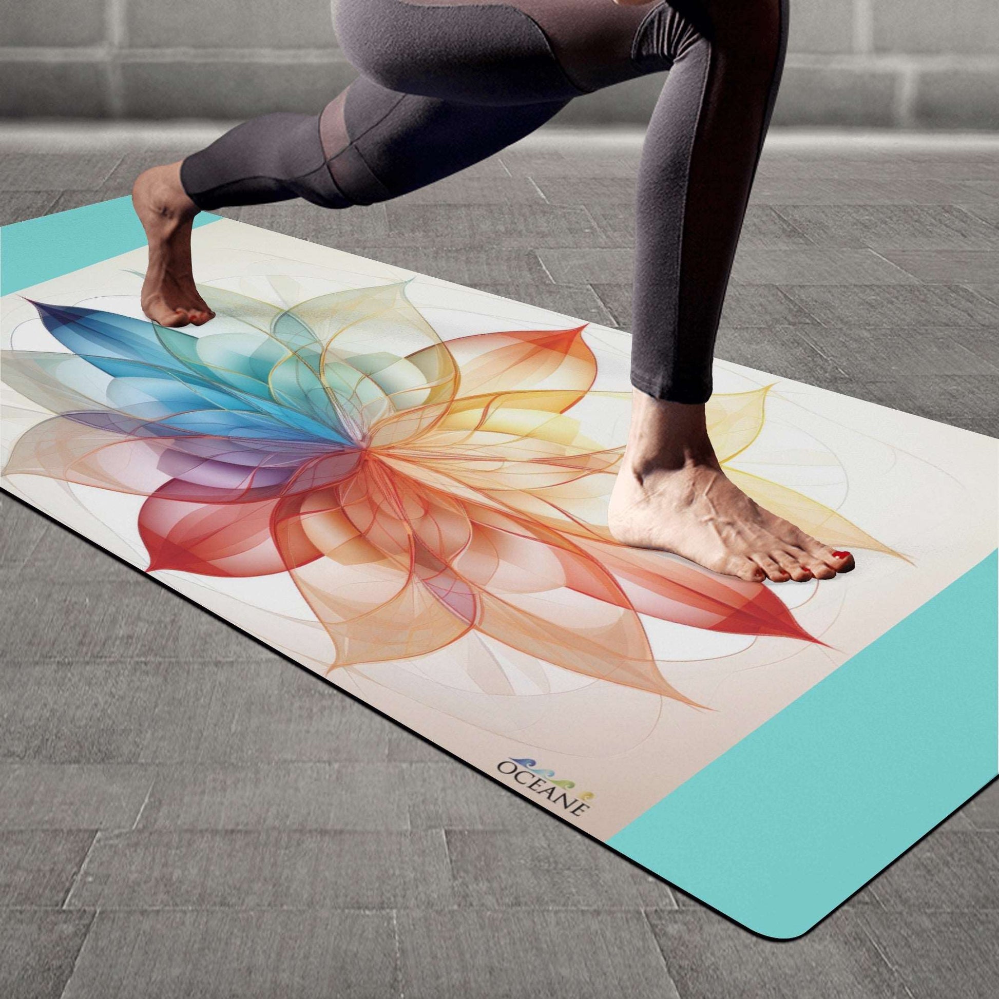 Flower of Life Yoga Mat  Color Focus Mandala 4mm Rubber - OCEANE