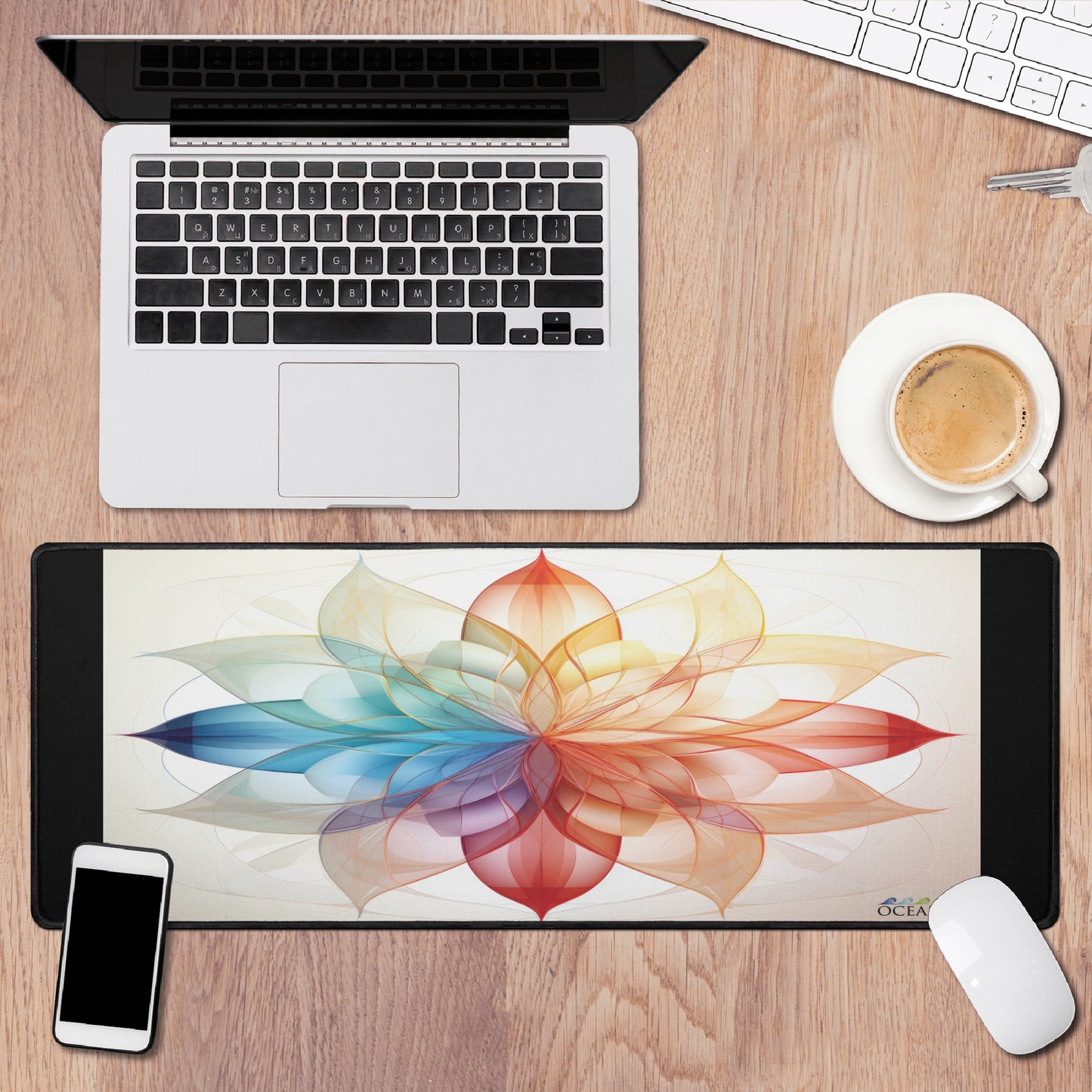 MANDALA FLOWER OF LIFE SACRED GEOMETRY BLACK XL Mouse Mat for Computer & Office Décor