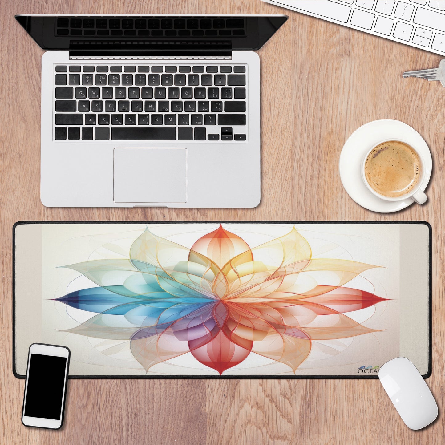 MANDALA FLOWER OF LIFE SACRED GEOMETRY Chakra White XL Mouse Mat for Computer & Office Décor