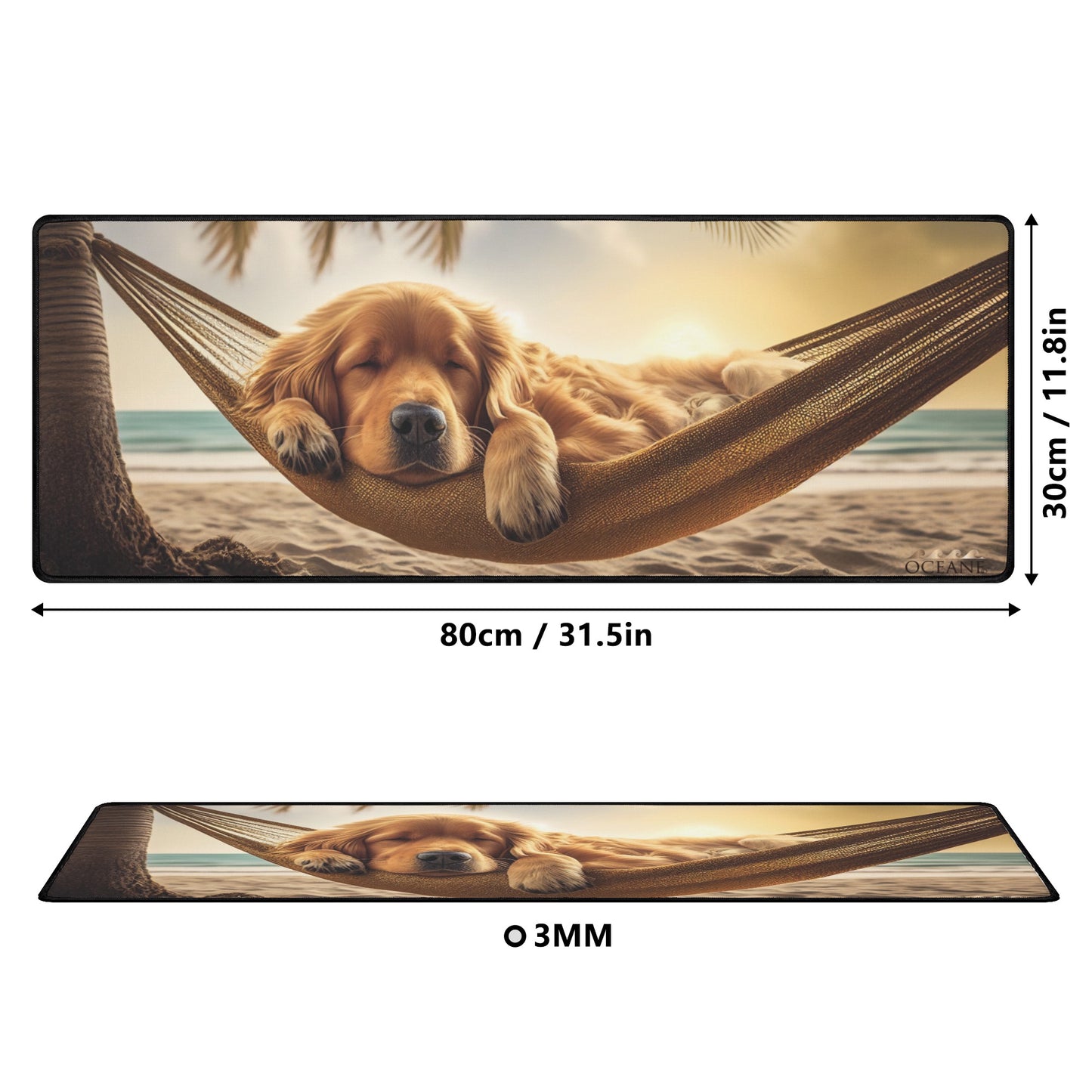 Beach Life Puppy Dog Hammock XL Mouse Mat for Computer & Office Décor