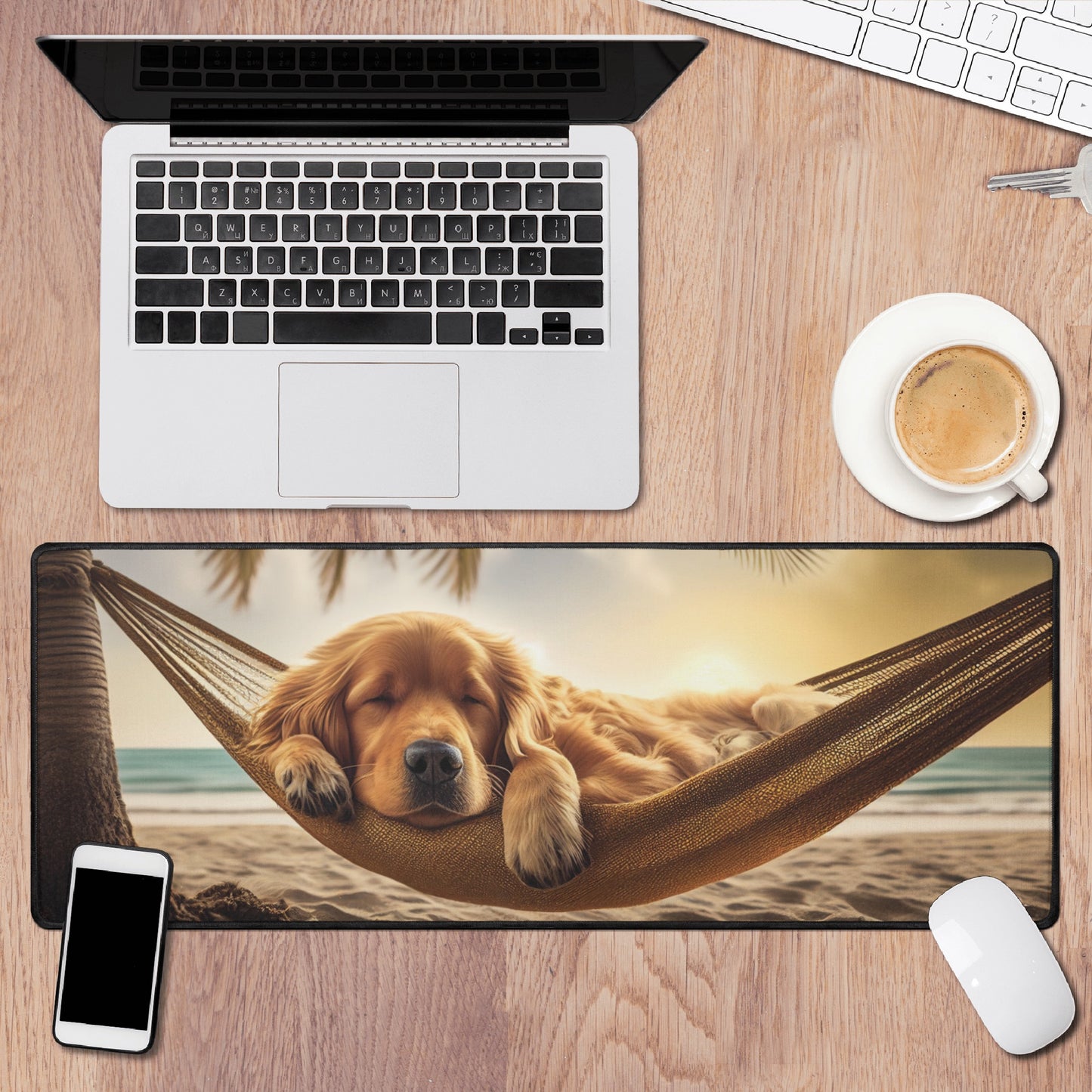 Beach Life Puppy Dog Hammock XL Mouse Mat for Computer & Office Décor