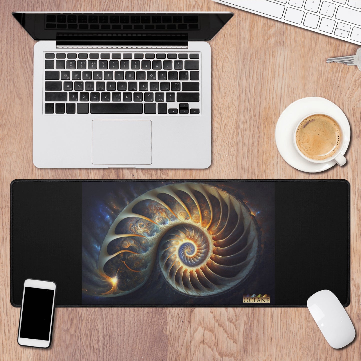 STAR GALAXY UNIVERSE FIBONACCI NAUTILUS SHELL XL Mouse Mat for Computer & Office Décor