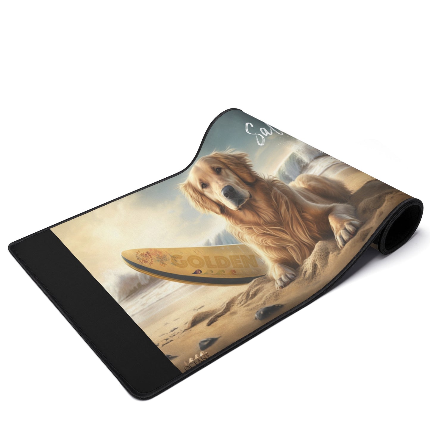 Life is Golden Get Salty Dog XL Black Mouse Mat for Computer & Office Décor