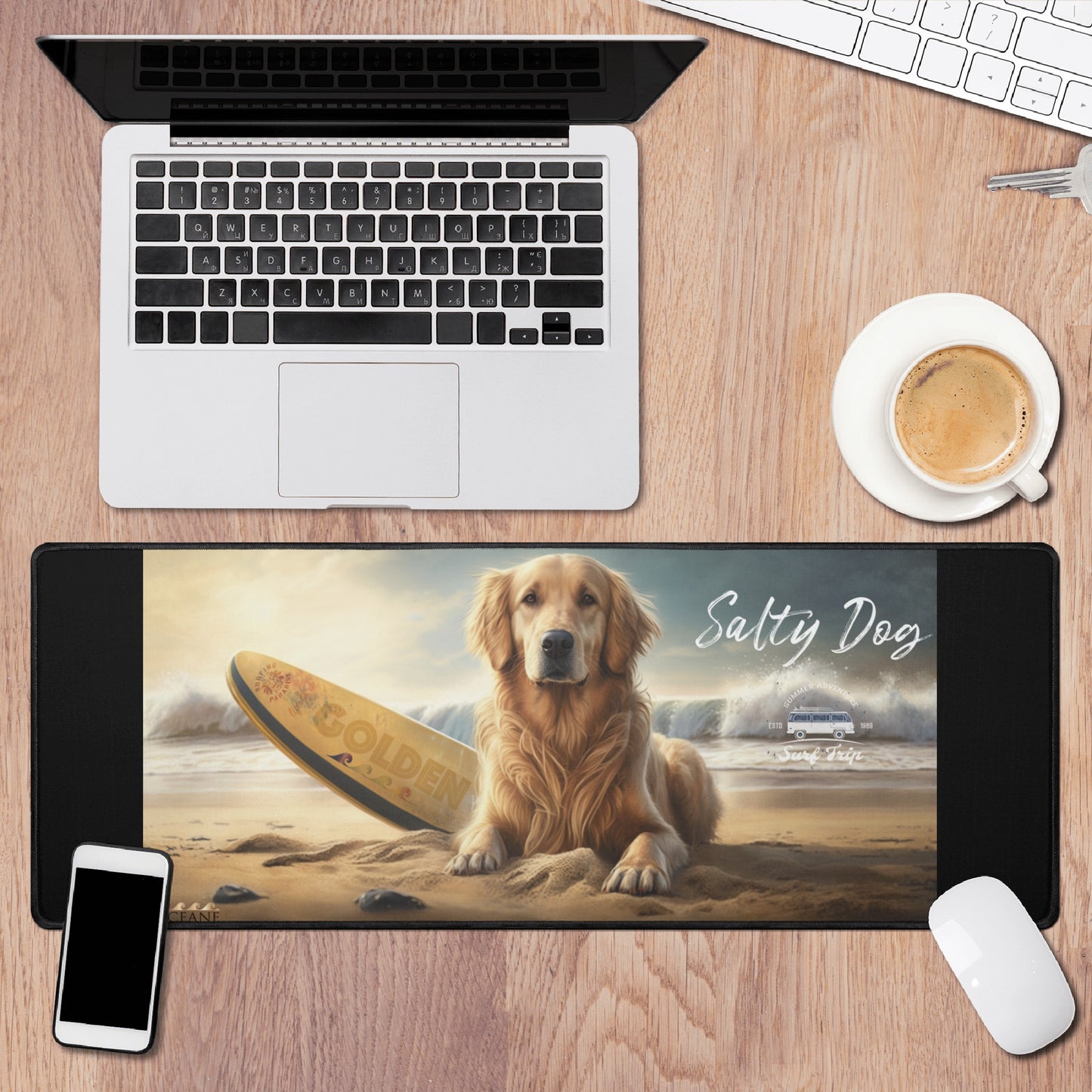 Life is Golden Get Salty Dog XL Black Mouse Mat for Computer & Office Décor