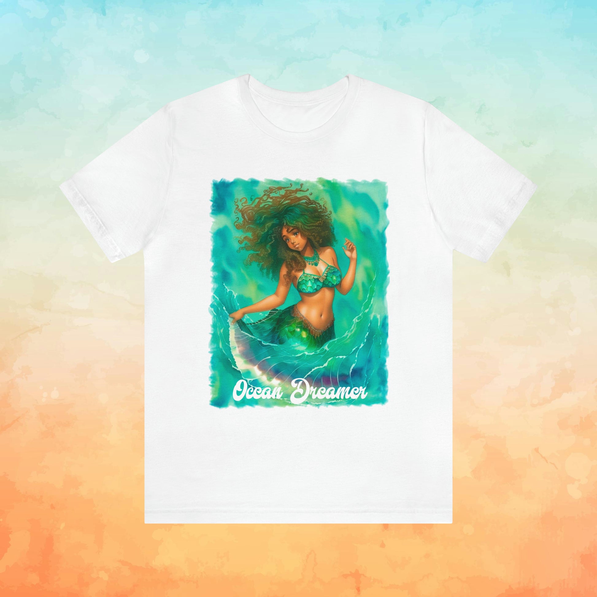 OCEAN DREAMER Mermaid Tropical Beach Jersey Short Sleeve Tee - OCEANE