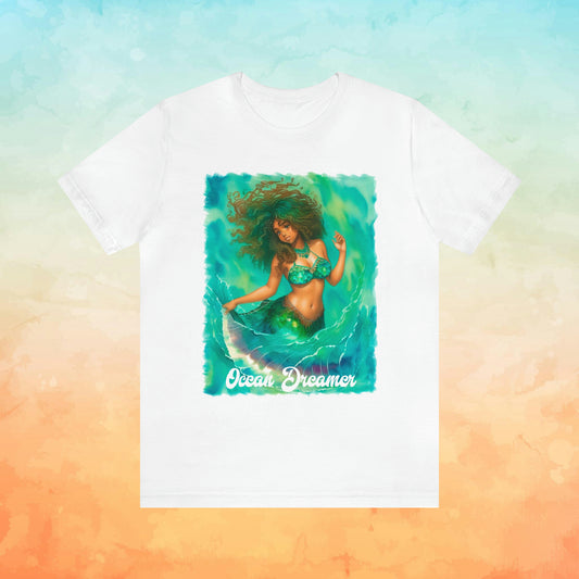 OCEAN DREAMER Mermaid Tropical Beach Jersey Short Sleeve Tee - OCEANE