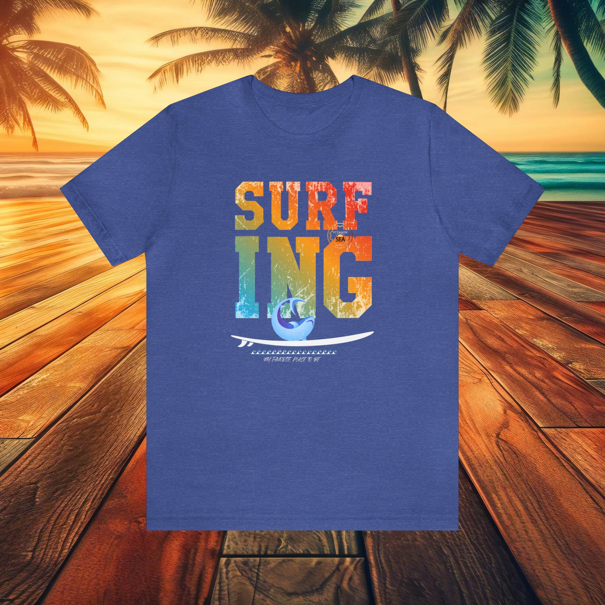 SURFING My Favorite Place To Be Jersey Short Sleeve Shark Tee Black & Dark Colors - OCEANE