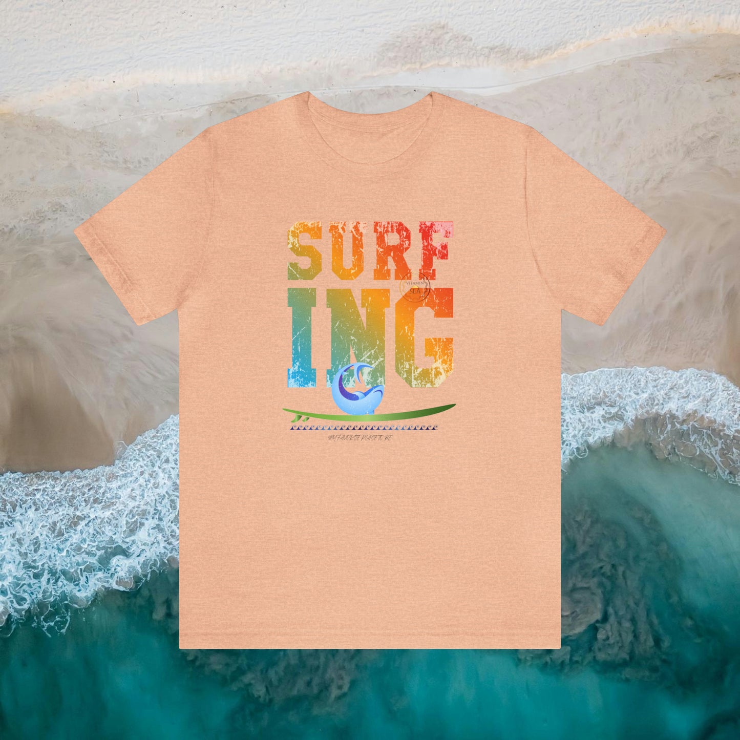 SURFING My Favorite Place To Be Jersey Short Sleeve Shark Tee White & Light Colors - OCEANE