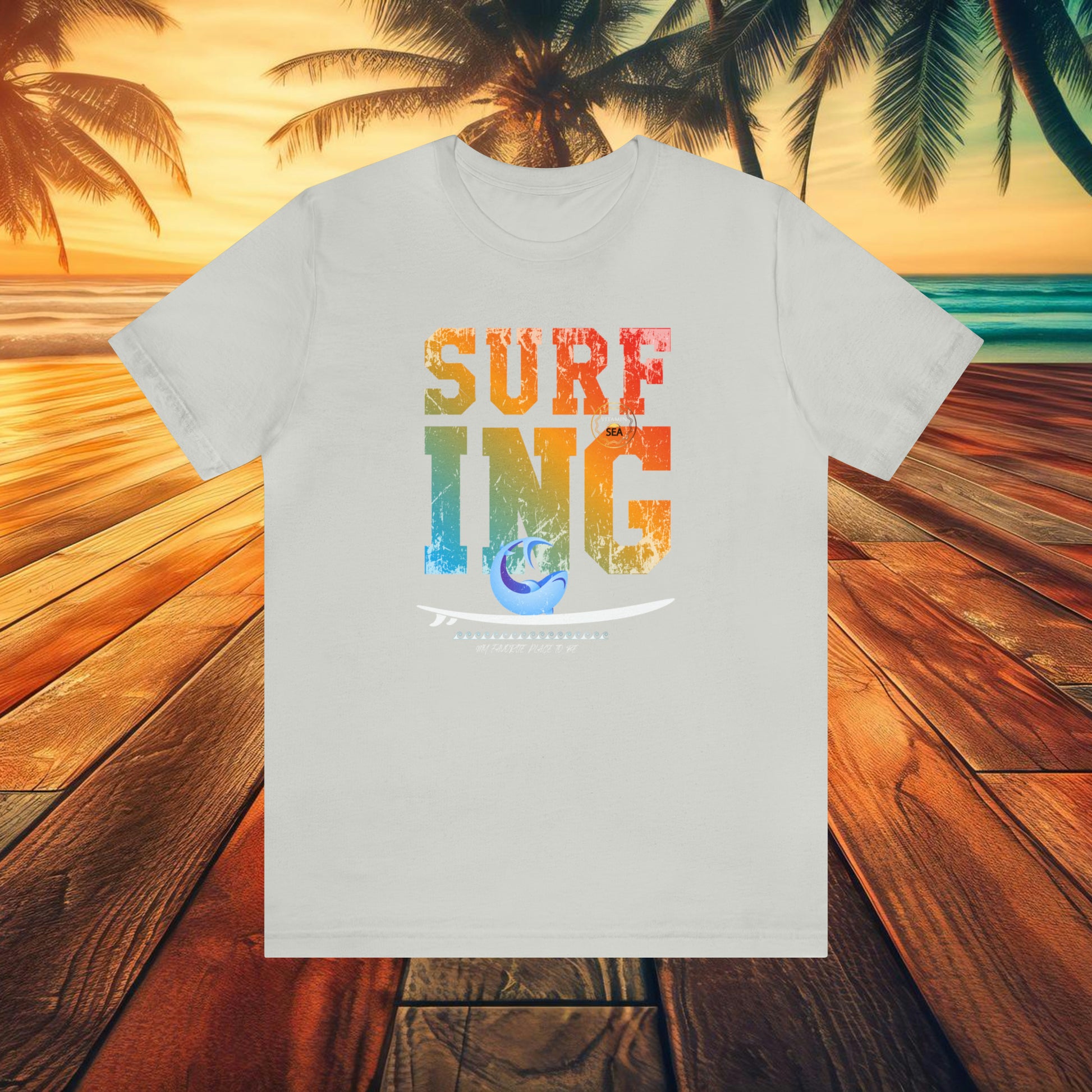 SURFING My Favorite Place To Be Jersey Short Sleeve Shark Tee Black & Dark Colors - OCEANE