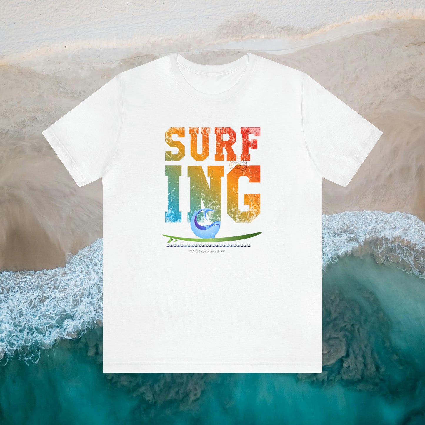 SURFING My Favorite Place To Be Jersey Short Sleeve Shark Tee White & Light Colors - OCEANE